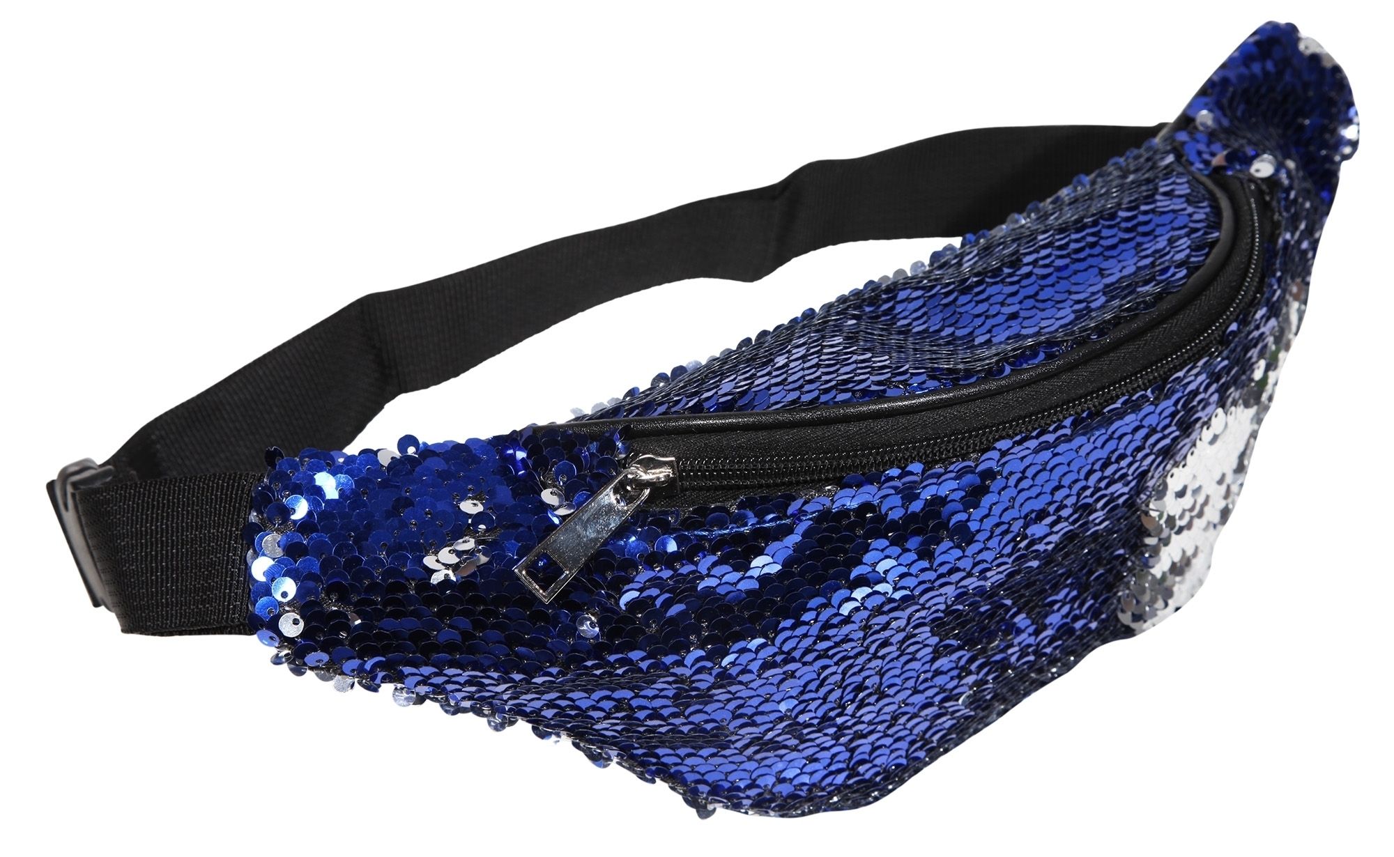Gürteltasche mit blauen Pailetten