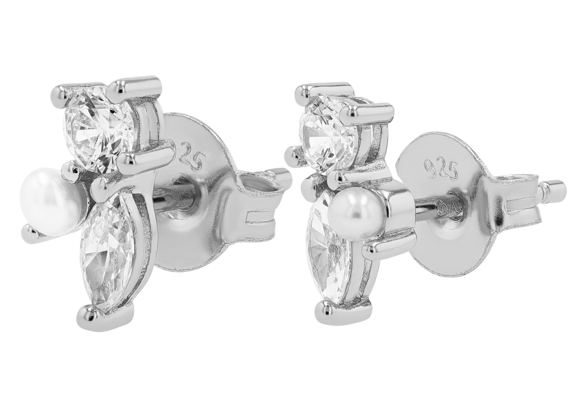 Sif Jakobs Jewellery 925/- Echt Silber Ohrstecker "Adria Tre Piccolo", Zirkonia/Süßwasserperle, rhod.