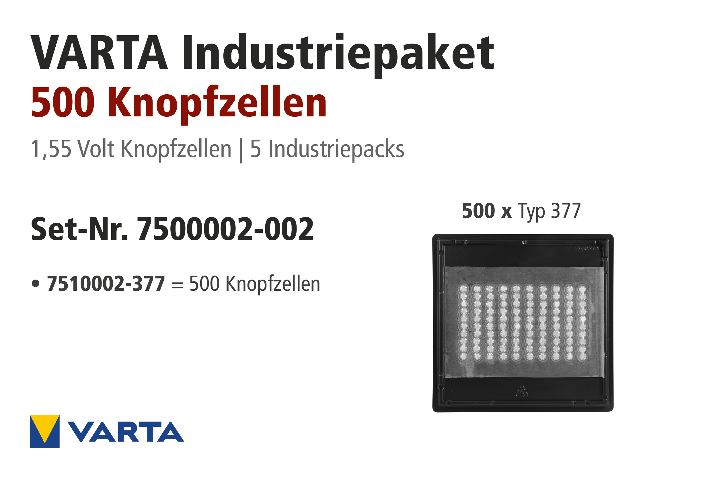 Varta Power Paket, 5 x Industriepack, 5 x 377