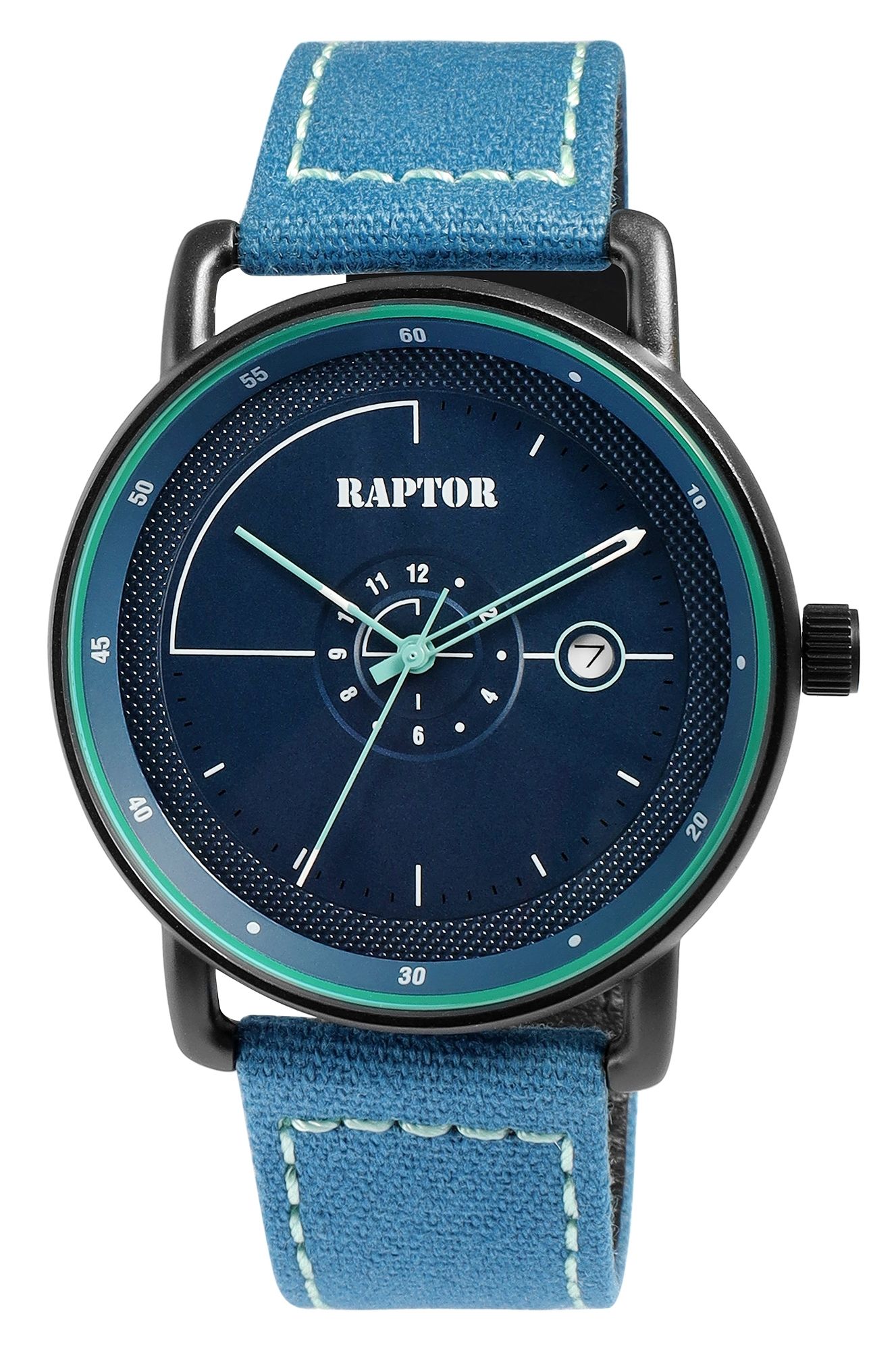 Raptor Herrenuhr "Zoltar" mit Textilarmband, Datumsanzeige, 5 ATM, blau