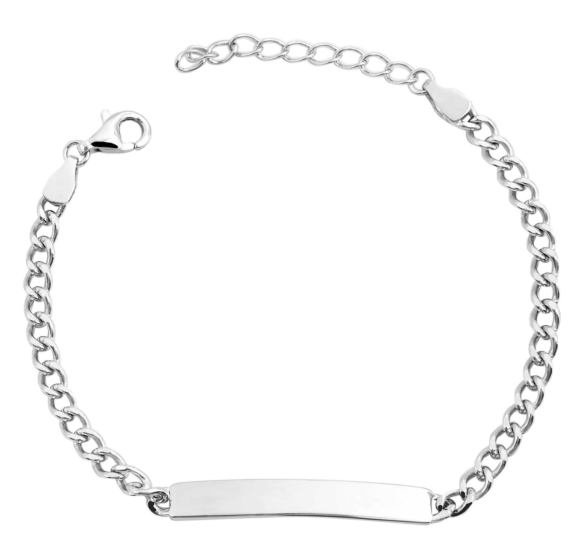 925/- Echt Silber Armband "Nidal" mit gravurfähiger Identplatte, 925/ rhodiniert, 17+3 cm