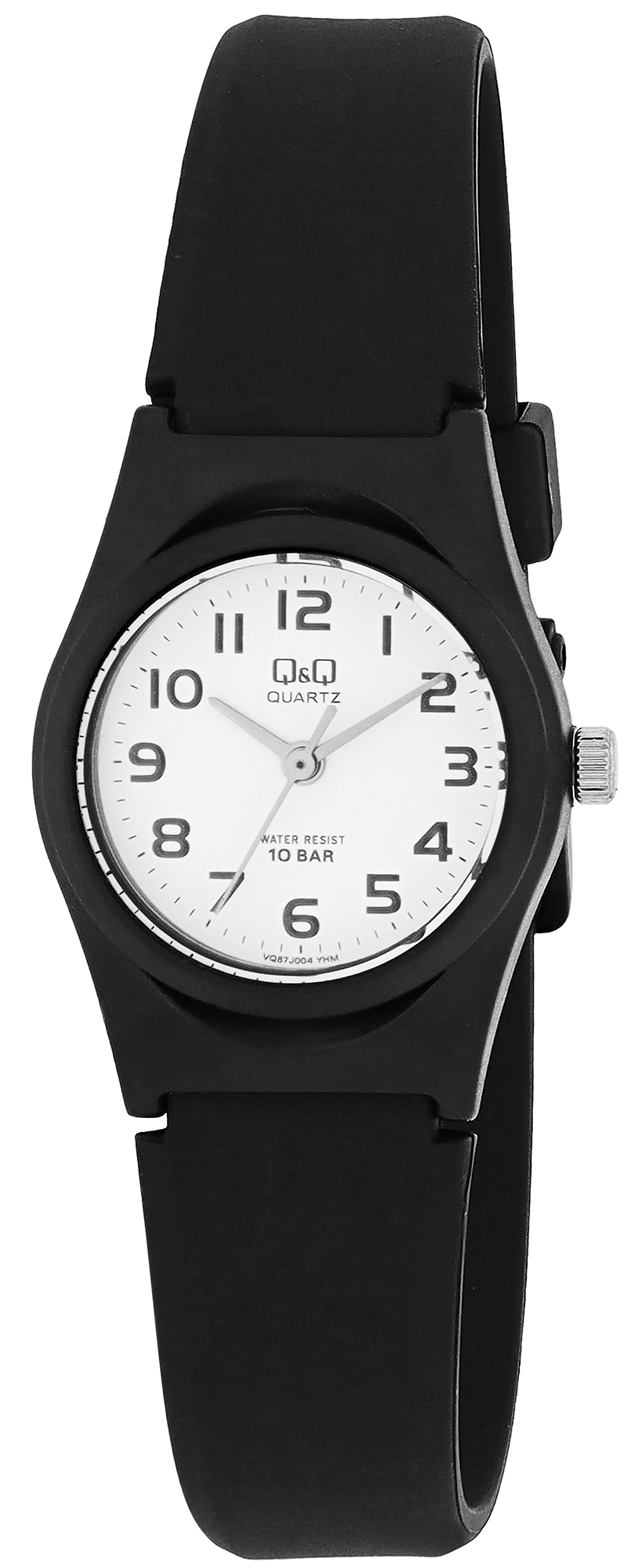 Q&Q Damenuhr mit Silikonarmband, 10 BAR, schwarz