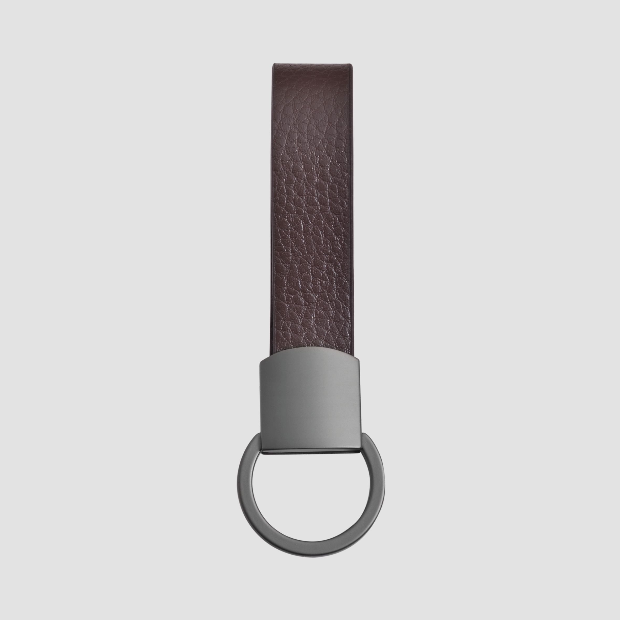 Edelstahl Schlüsselanhänger mit Echtlederband, braun