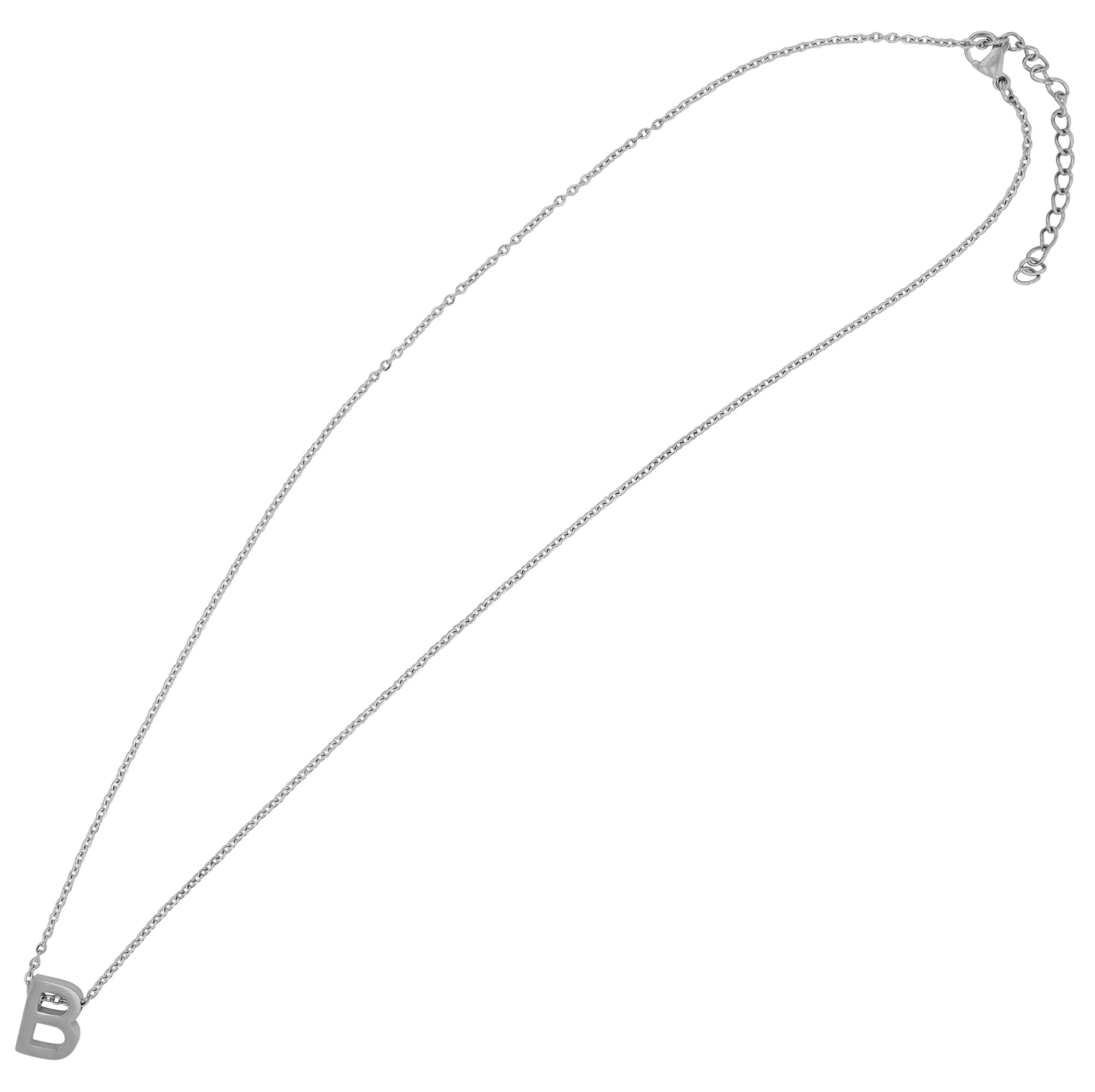 "Courrier" Edelstahlkette mit Initialen "B", silberfarben, 45 + 5 cm