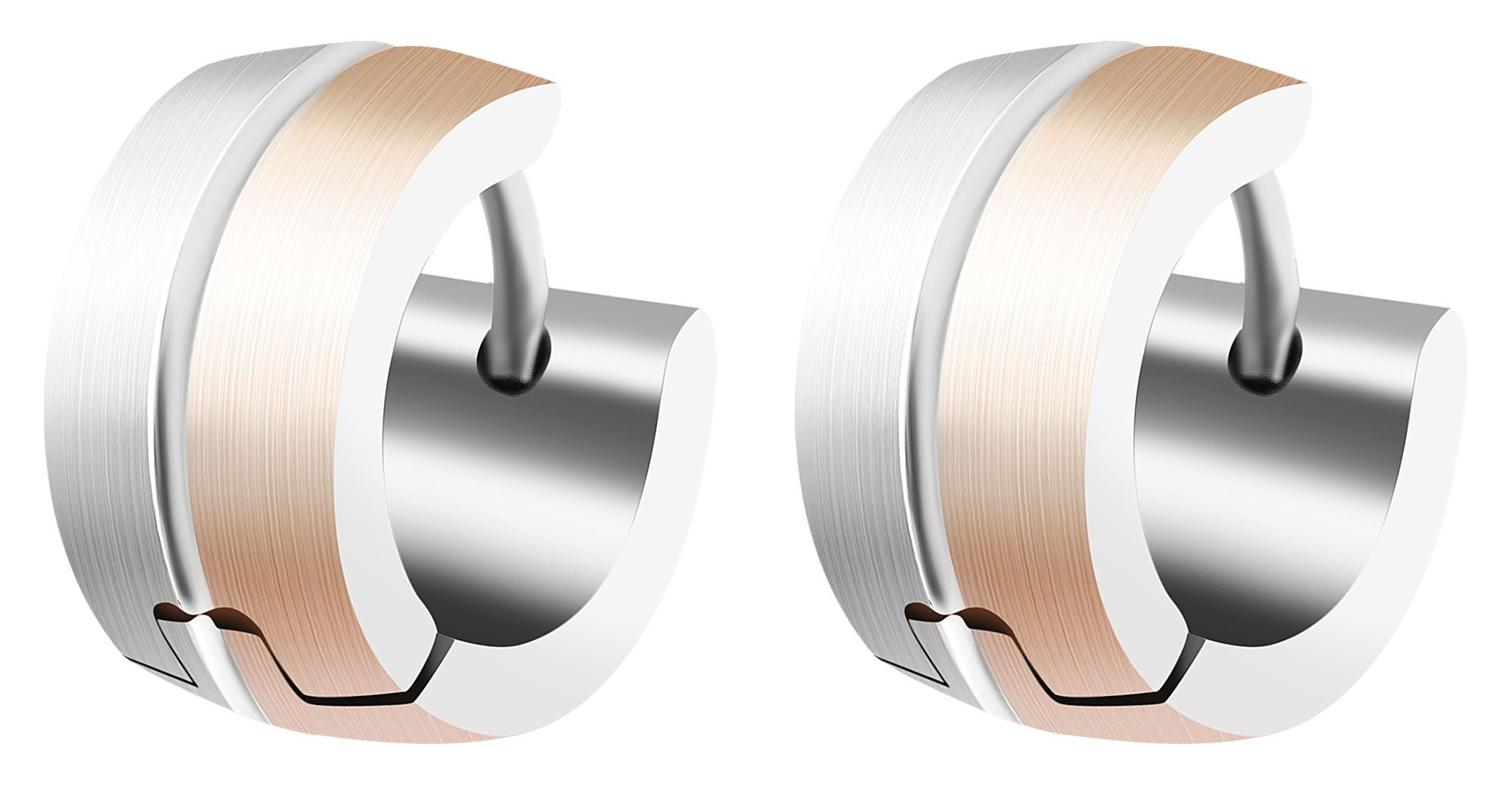 "Fabelle" Edelstahl Klapp-Creolen Ø 9 mm, matt, bicolor (roségold- & silberfarben)