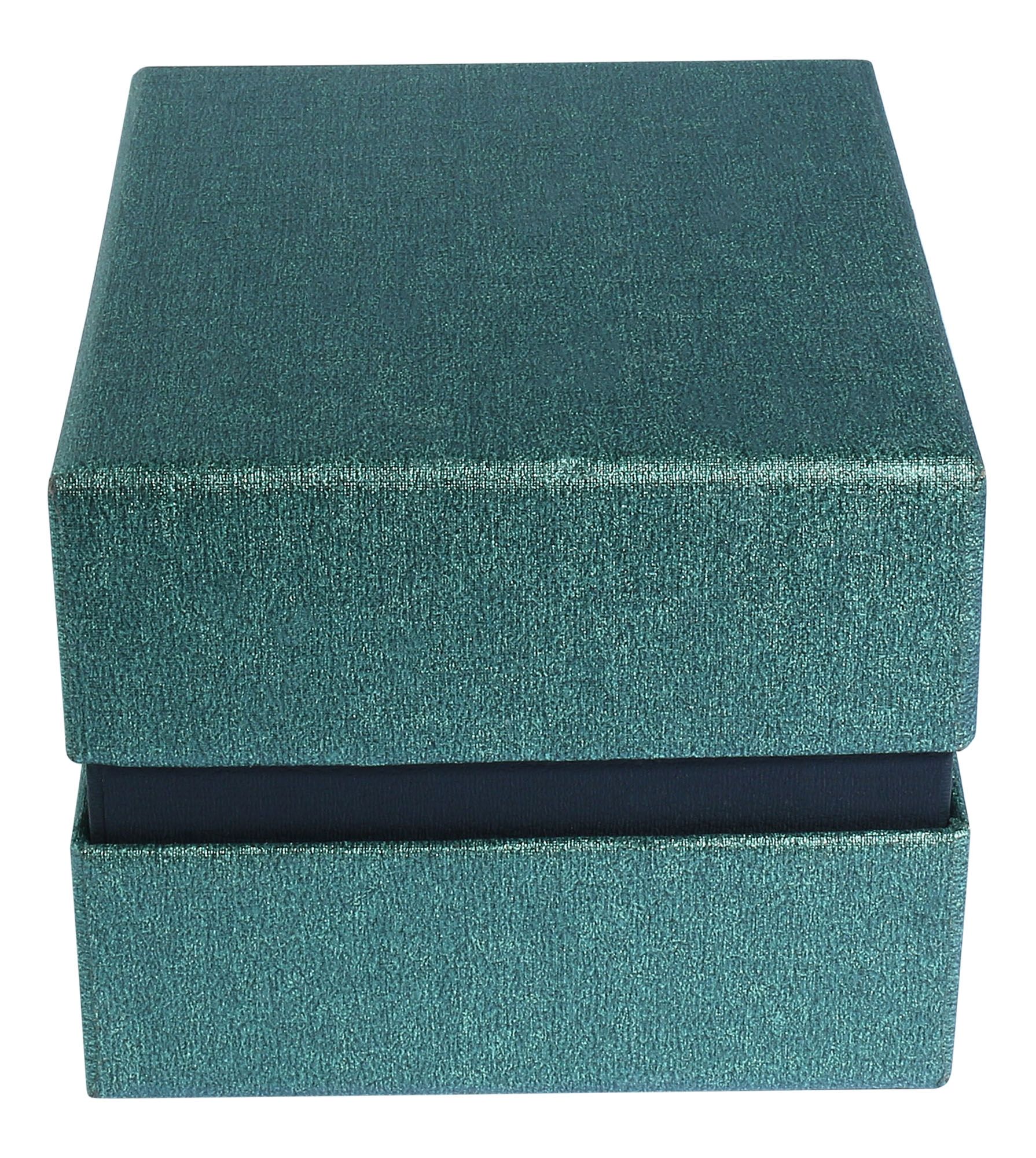 Uhrenbox mit abnehmbarem Deckel, Pappe, 11 x 9 x 7 cm, dunkelgrün