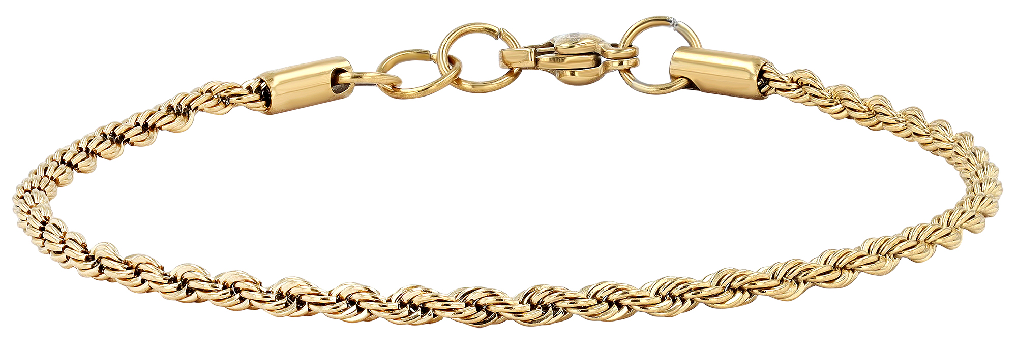 "Dominika" Edelstahl Armband - Kordelarmband, 18 + 1 cm/ 2 mm, goldfarben