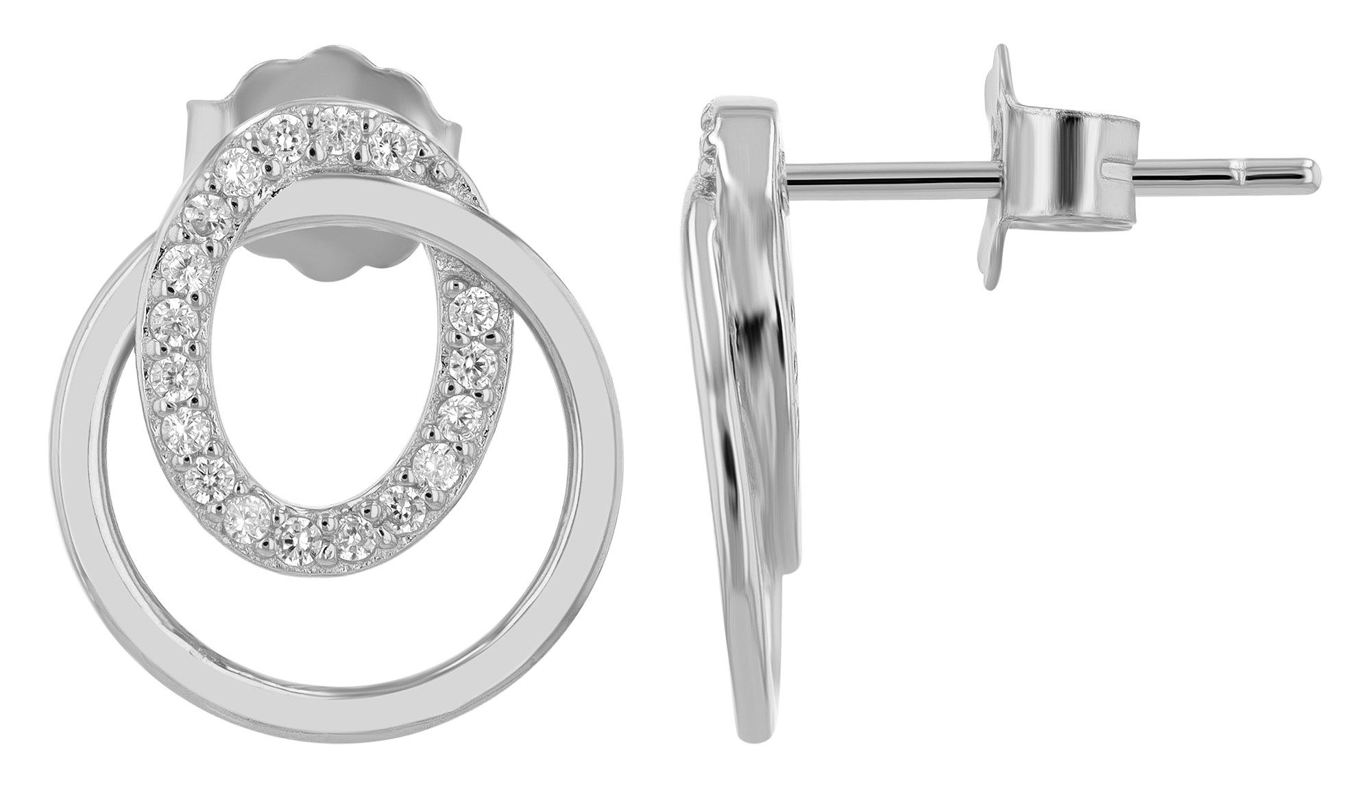 "Dea" 925/- Echt Silber Ohrstecker, Zirkonia, silberfarben rhodiniert