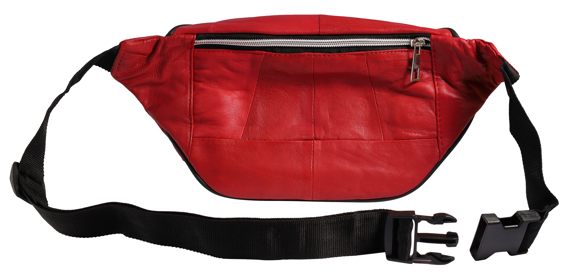 Steinmeister Hüfttasche/ Bauchtasche aus Echtleder, rot/ schwarz