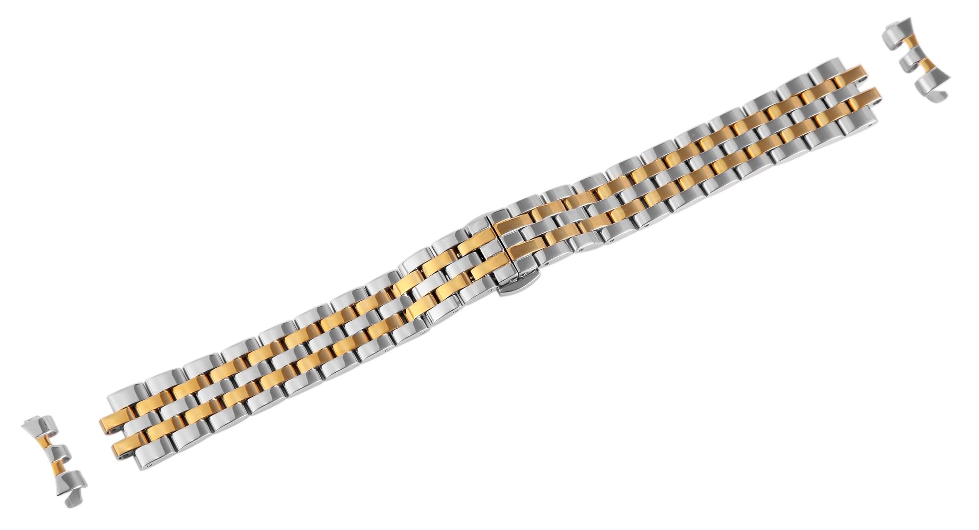 Edelstahl-Uhrenarmband, bicolor, Butterfly-Faltschließe, 16 mm