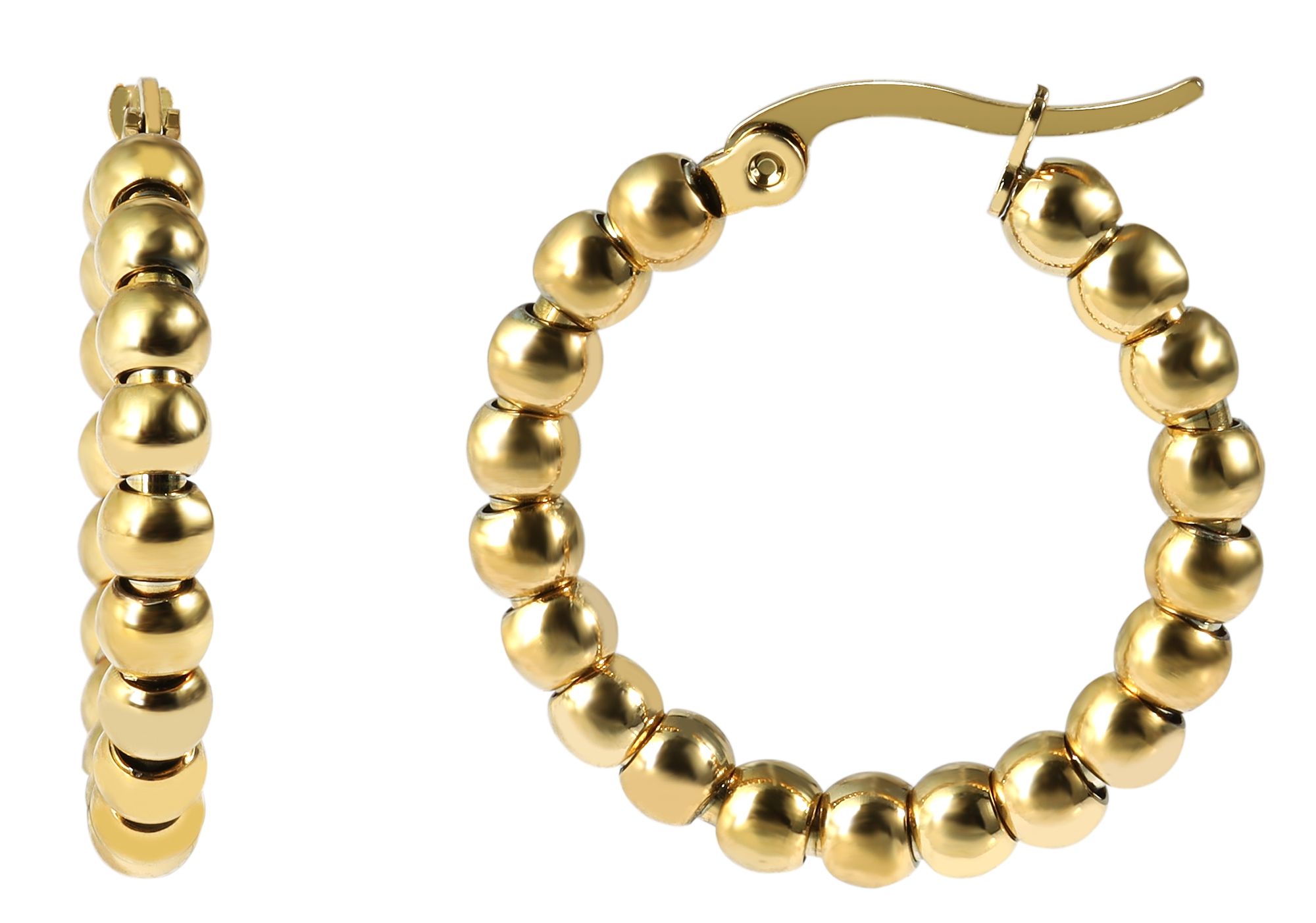 "Korinna" Edelstahl Creolen - Kugel-Design, Ø 20mm/ 4mm, goldfarben
