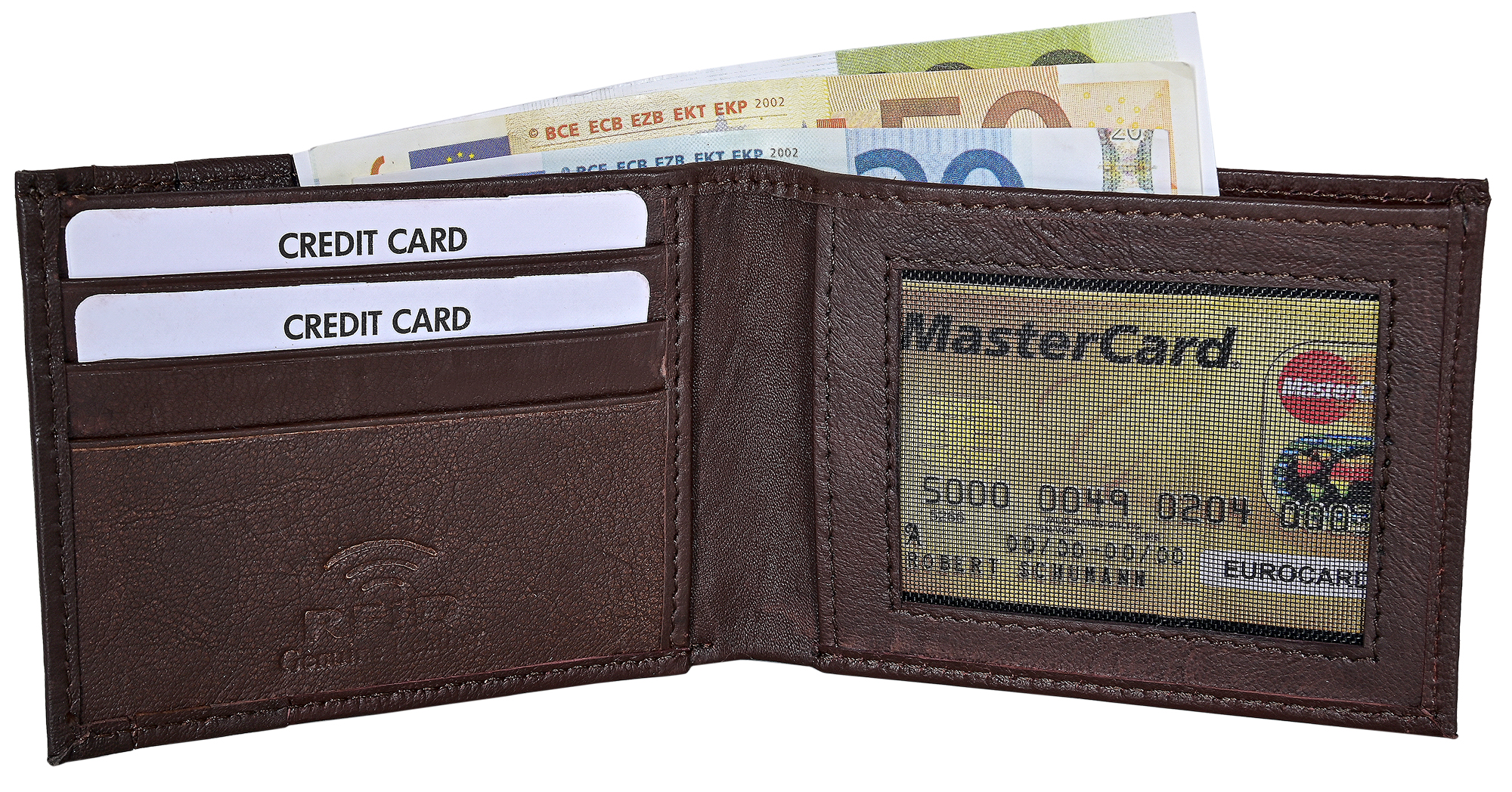Steinmeister Echtleder Geldschein- und Kartenetui, RFID, Querformat, dunkelbraun