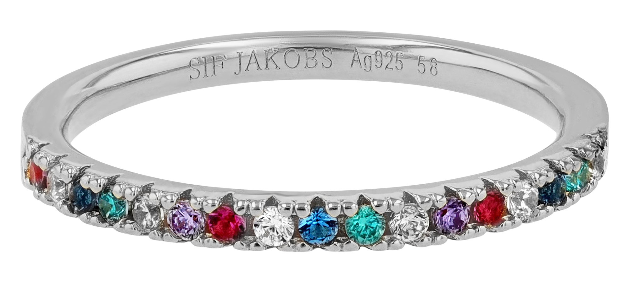 Sif Jakobs Jewellery 925/- Echt Silber Ring "Ellera" Gr 58, Zirkonia (bunt), rhodiniert