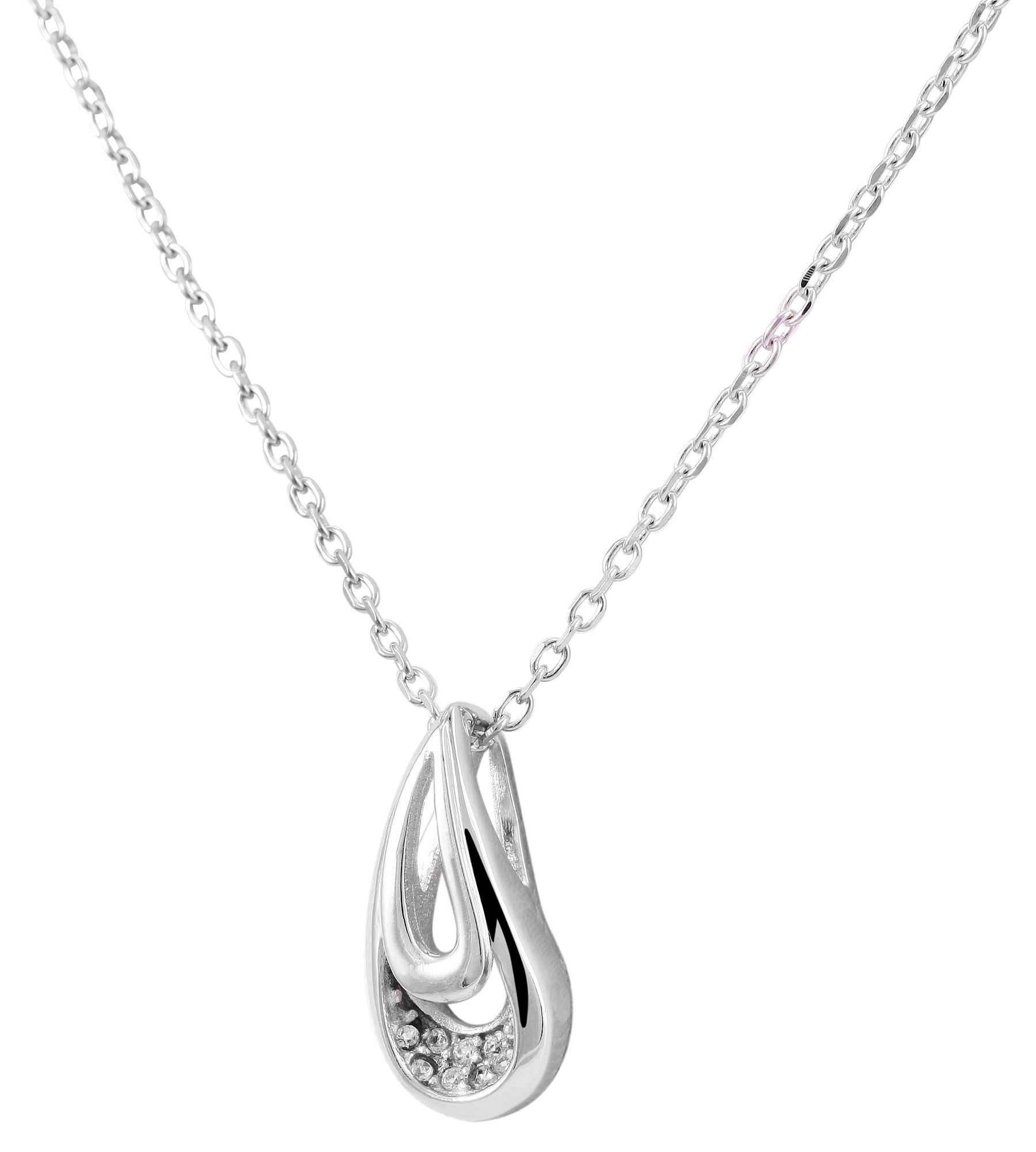 925/- Echt Silber Anhänger ohne Kette "Maiga", tropfenform, Zirkoniabesatz, 925/rhodiniert