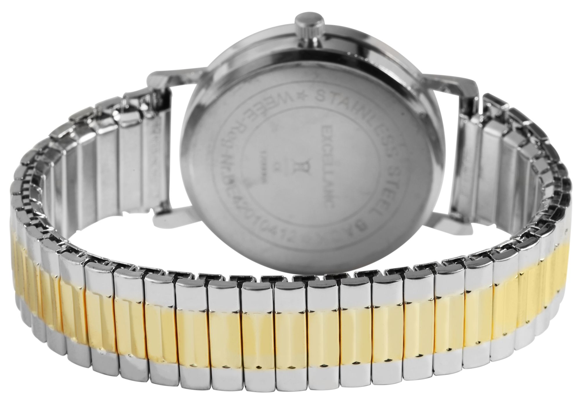 Excellanc Damenuhr mit Edelstahlzugarmband, silber - & goldfarben