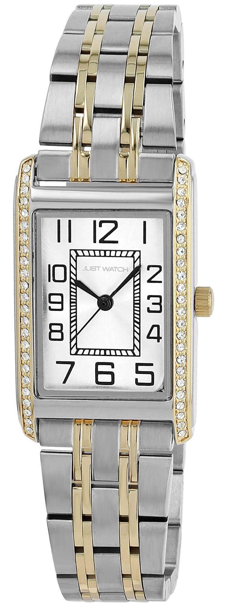 JUST WATCH Damenuhr "Ebba" mit Edelstahlband, 38 x 24 mm, bicolor/ weiß