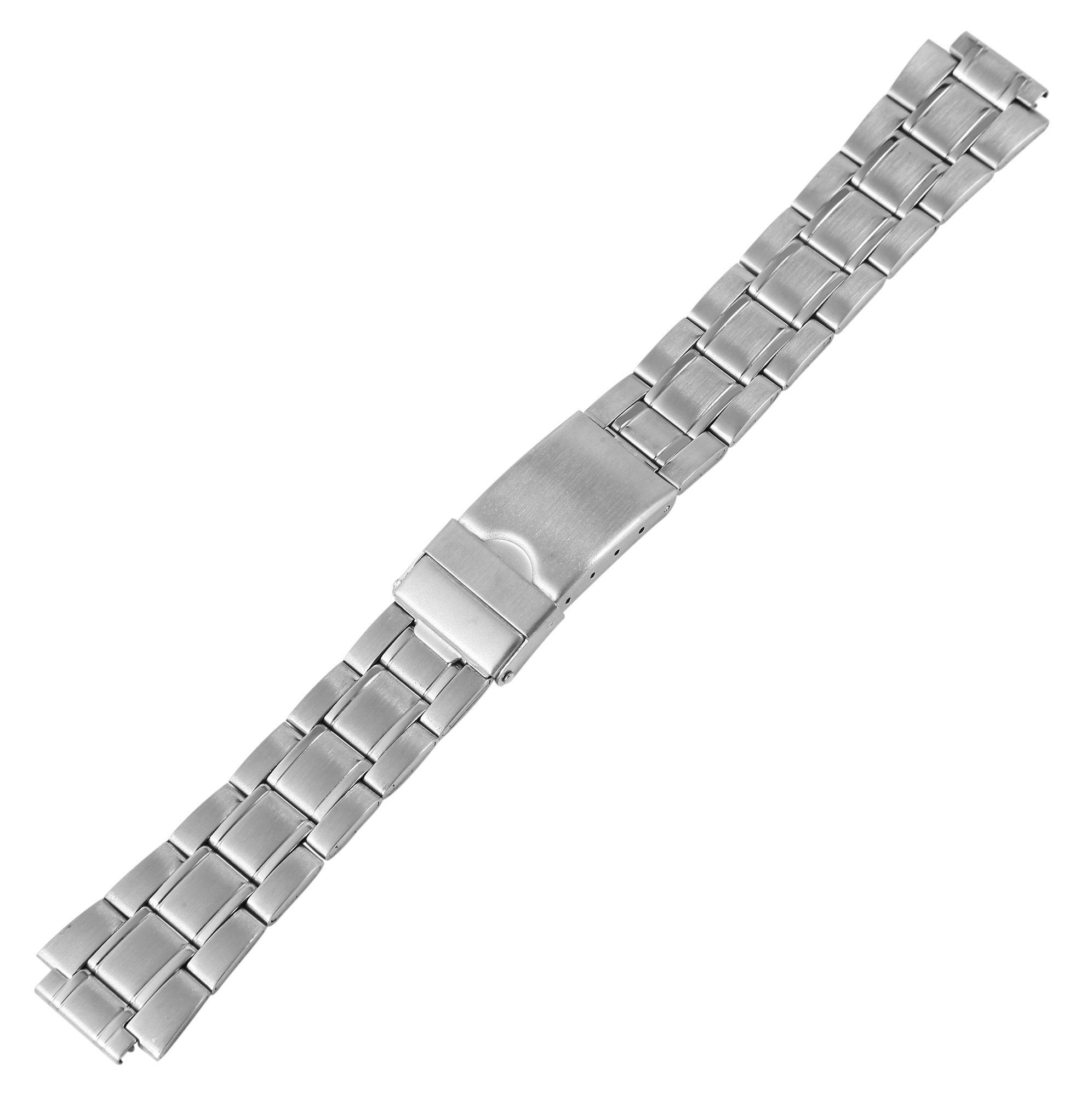 Edelstahl Uhrenarmband, silber mit silberfarbener Schließe, 14 mm