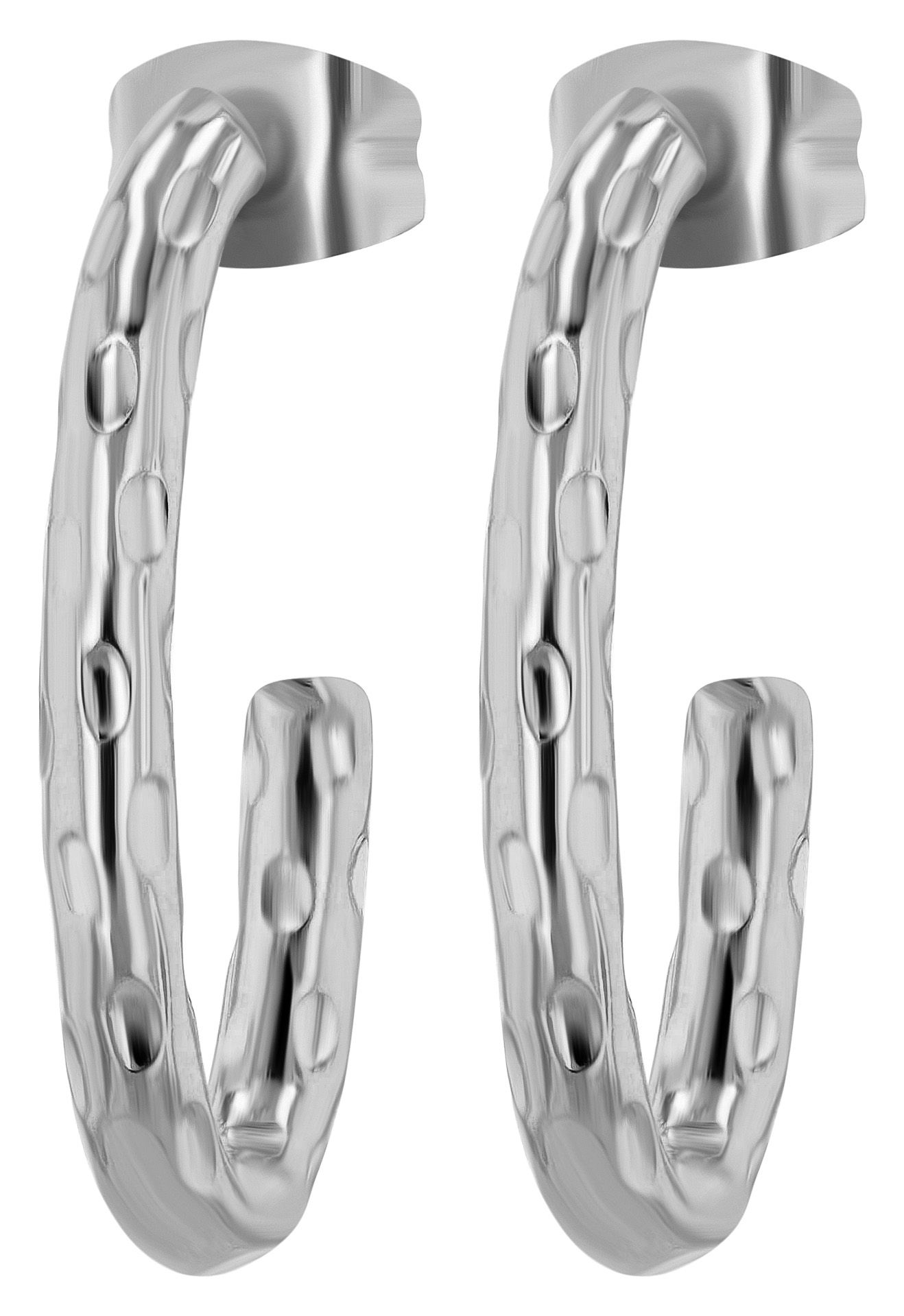 "Mino" Edelstahl Ohrstecker, halbrunde Creole, Edelstahl, silberfarben