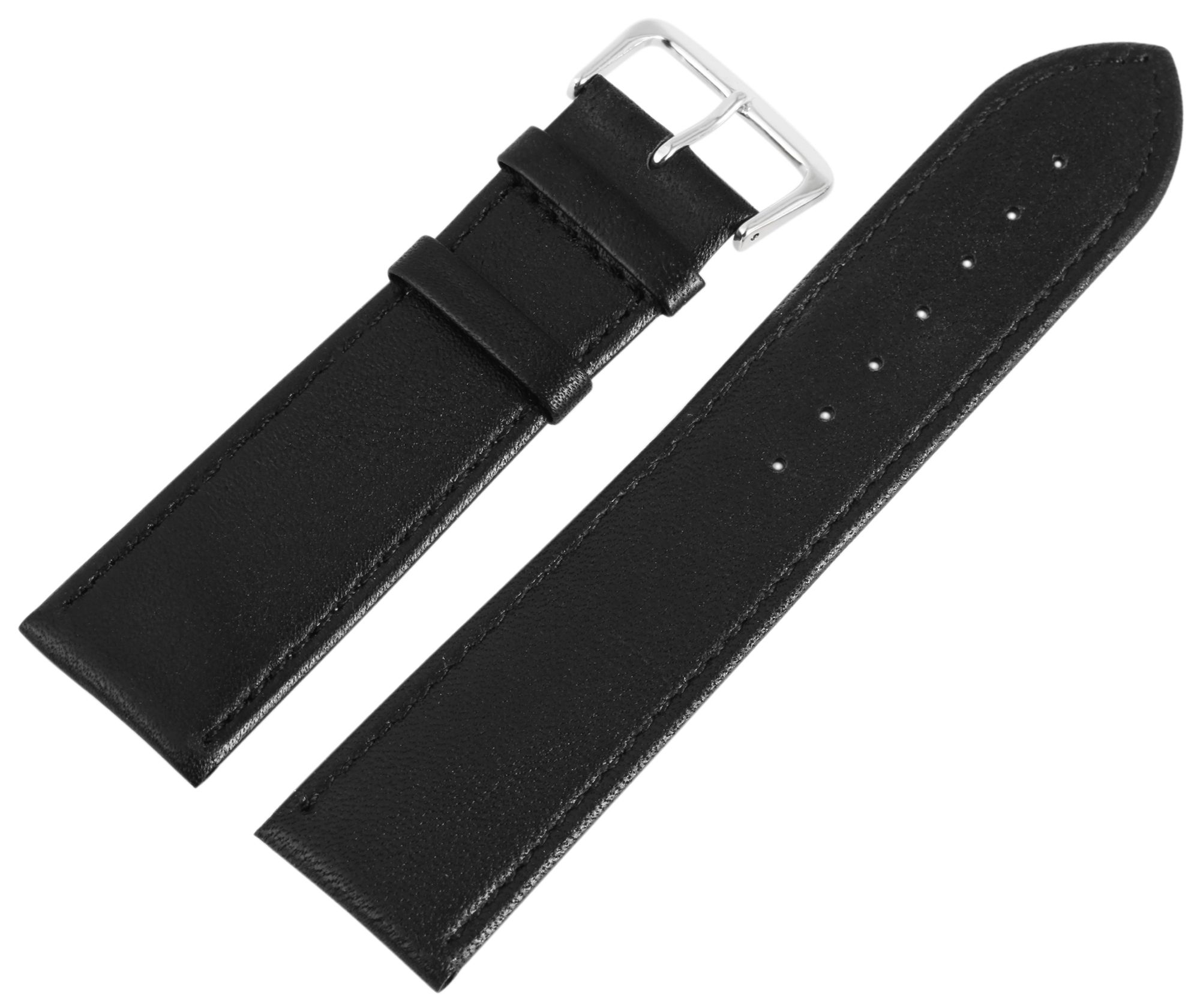 12er Set Echtleder-Uhrenarmband in schwarz, 24 mm