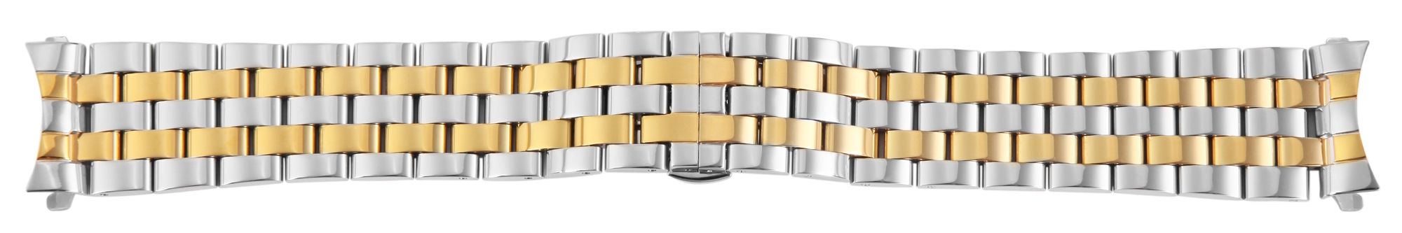 Edelstahl-Uhrenarmband, bicolor, Butterfly-Faltschließe, 20 mm