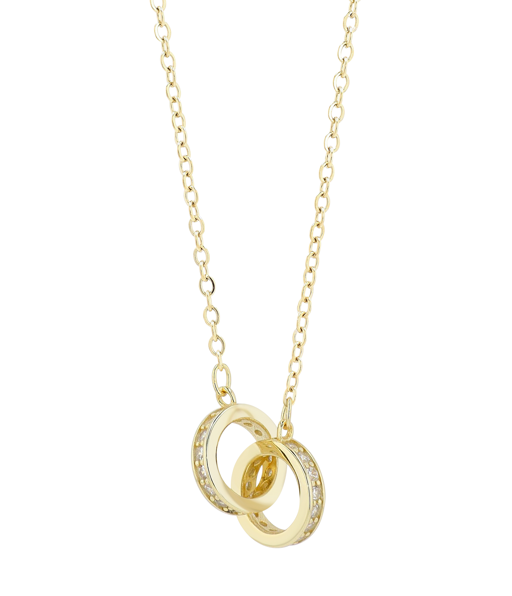 "Rina" 925/- Echt Silber Kette mit Anhänger, Zirkonia, vergoldet, 42+3cm