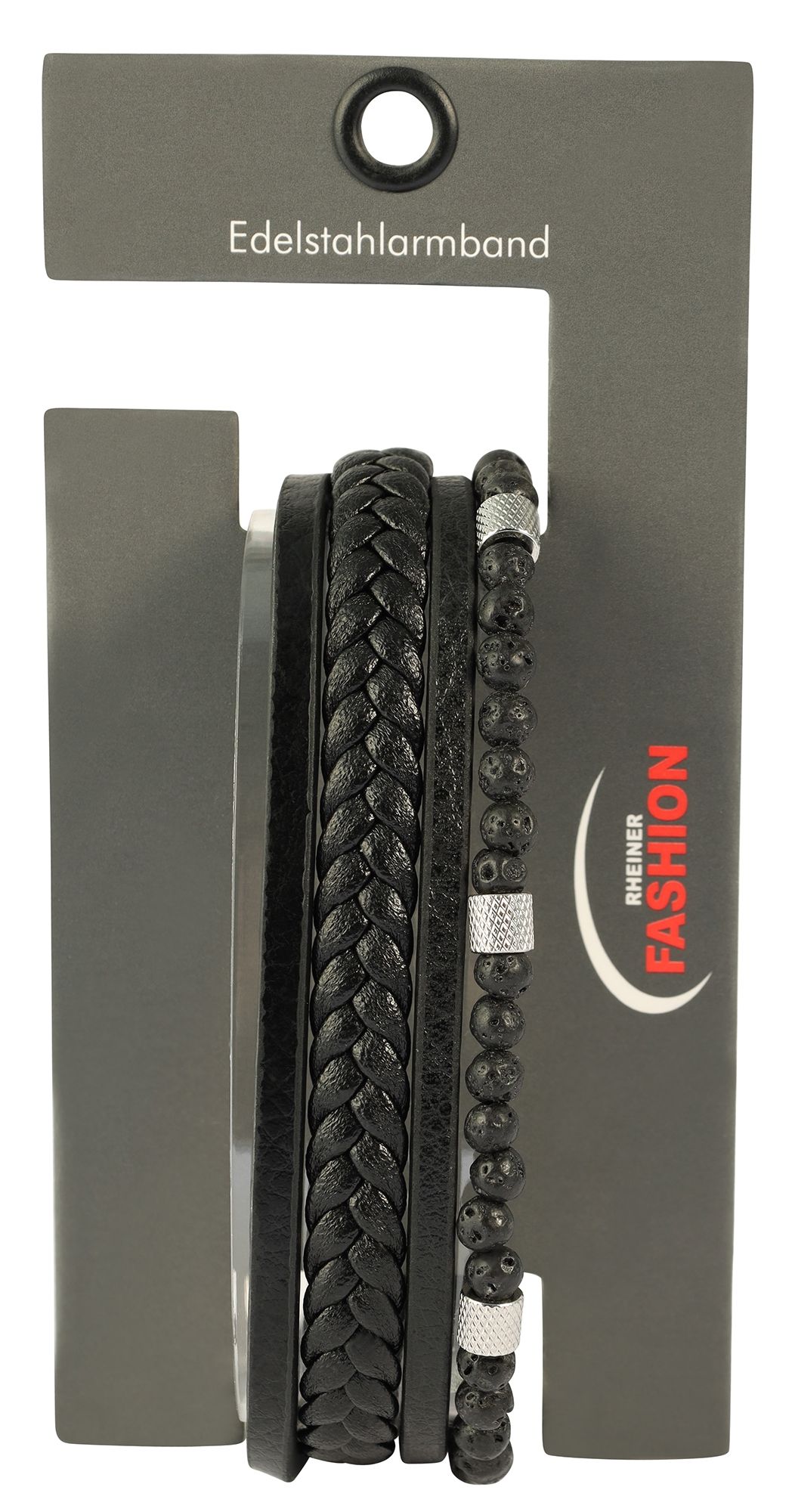 "Nante" 19 cm, Armband aus Lederimitat mit Naturstein (Feuersetin), VE-4