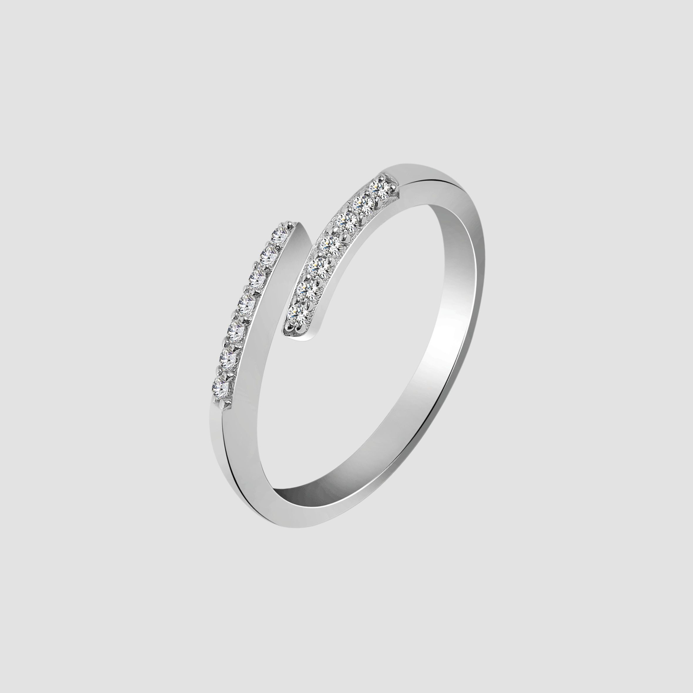 925/- Echt Silber Ring "Aril" mit Zirkoniabesatz, 925/rhodiniert, Gr. 54