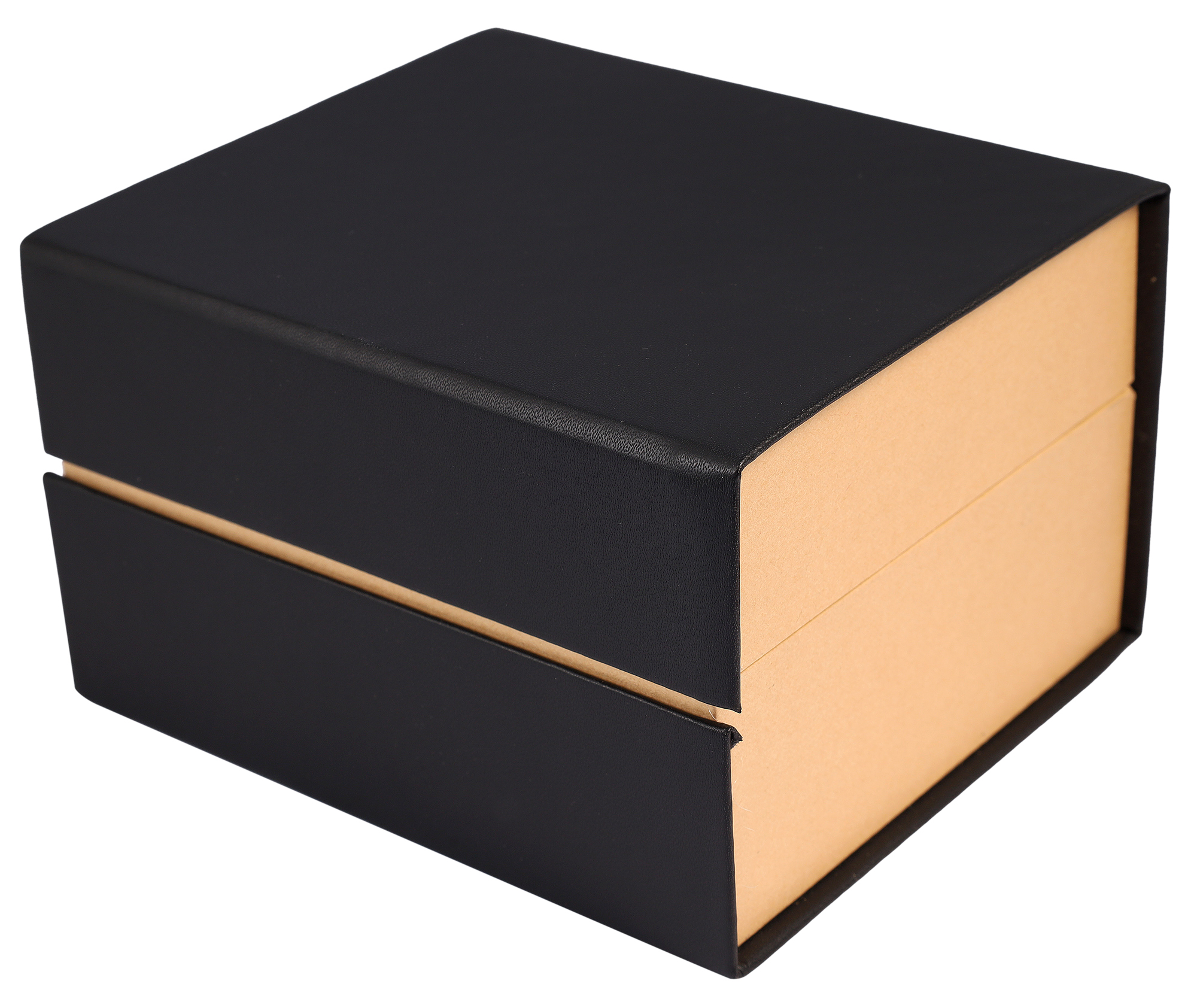 Uhrenbox für eine Uhr, Samt-Kissen , 12,6 x 11 x 8 cm, schwarz/ beige