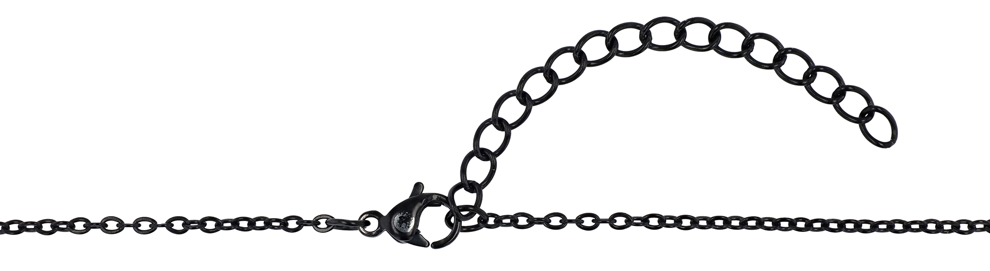 "Devin" Edelstahlkette (Ankerkette, 43 + 3 cm) mit Anhänger - Kreuz, schwarz