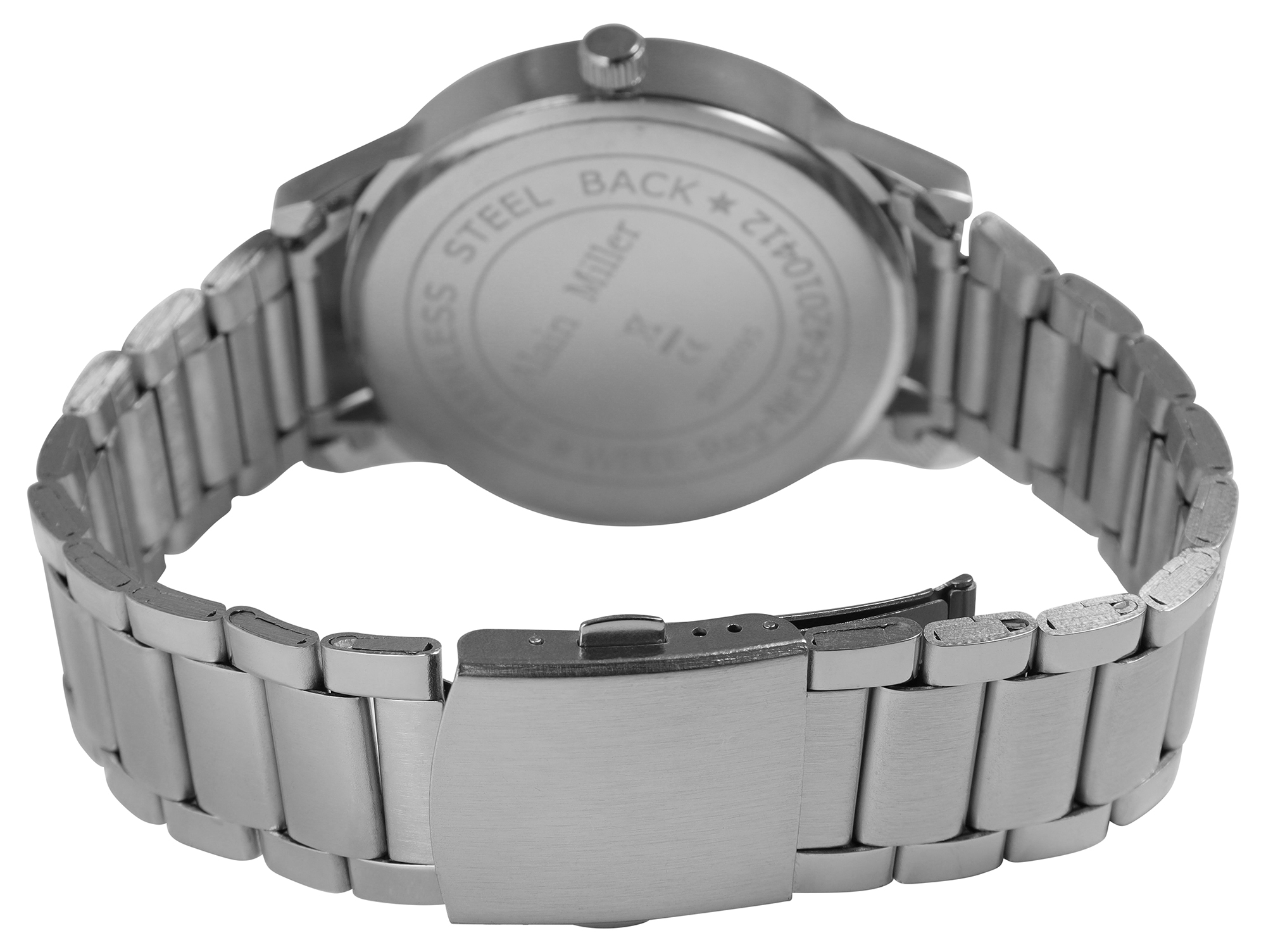 Alain Miller Herrenuhr mit Metallband, silberfarbig, Ø 4,5 cm