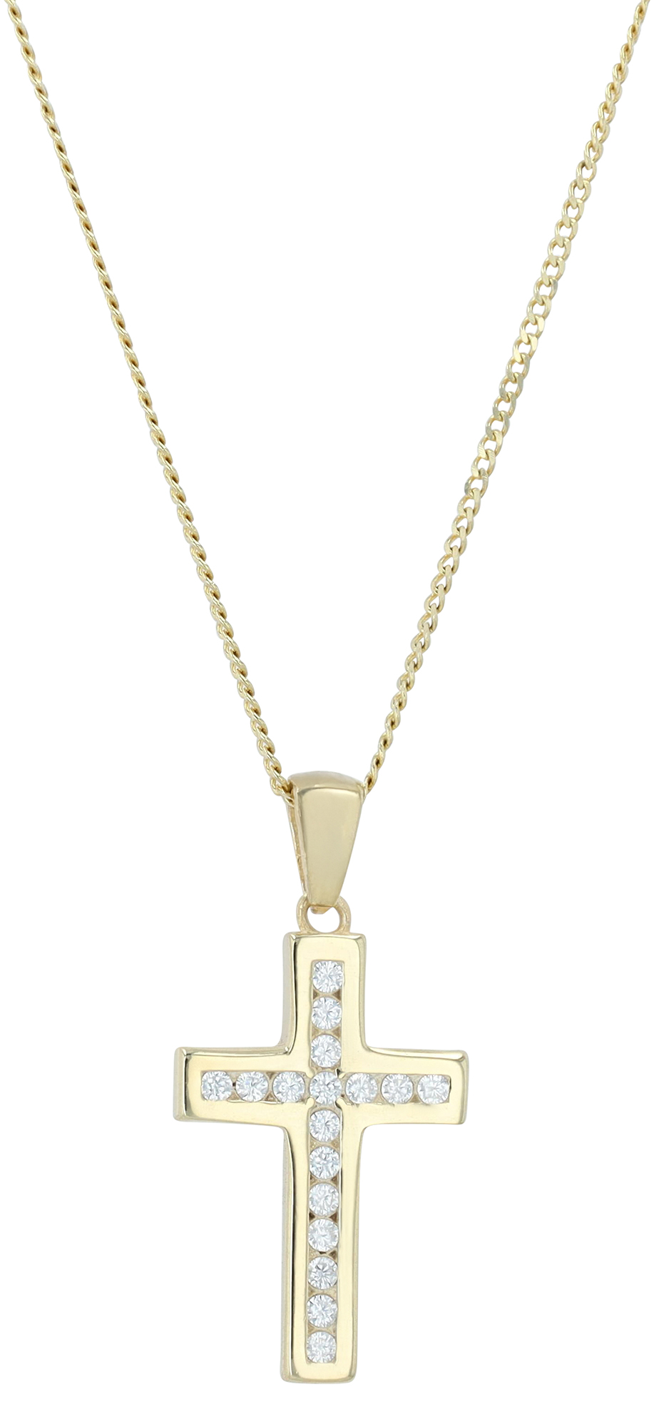 "Uaan" 925/- Echt Silber Anhänger - Kreuz, Zirkonia, vergoldet