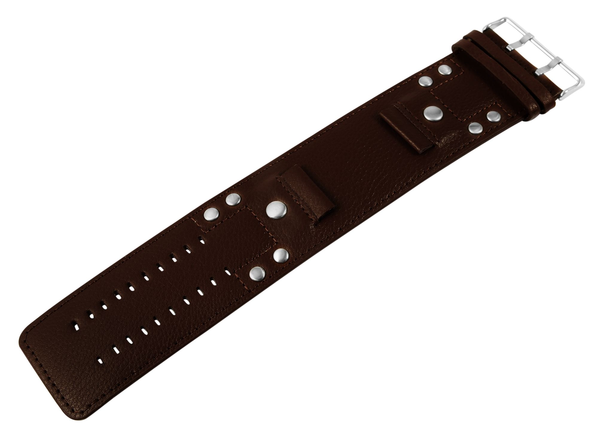 Just Echtleder-Uhrenarmband mit Unterlage, dunkelbraun, 24 mm