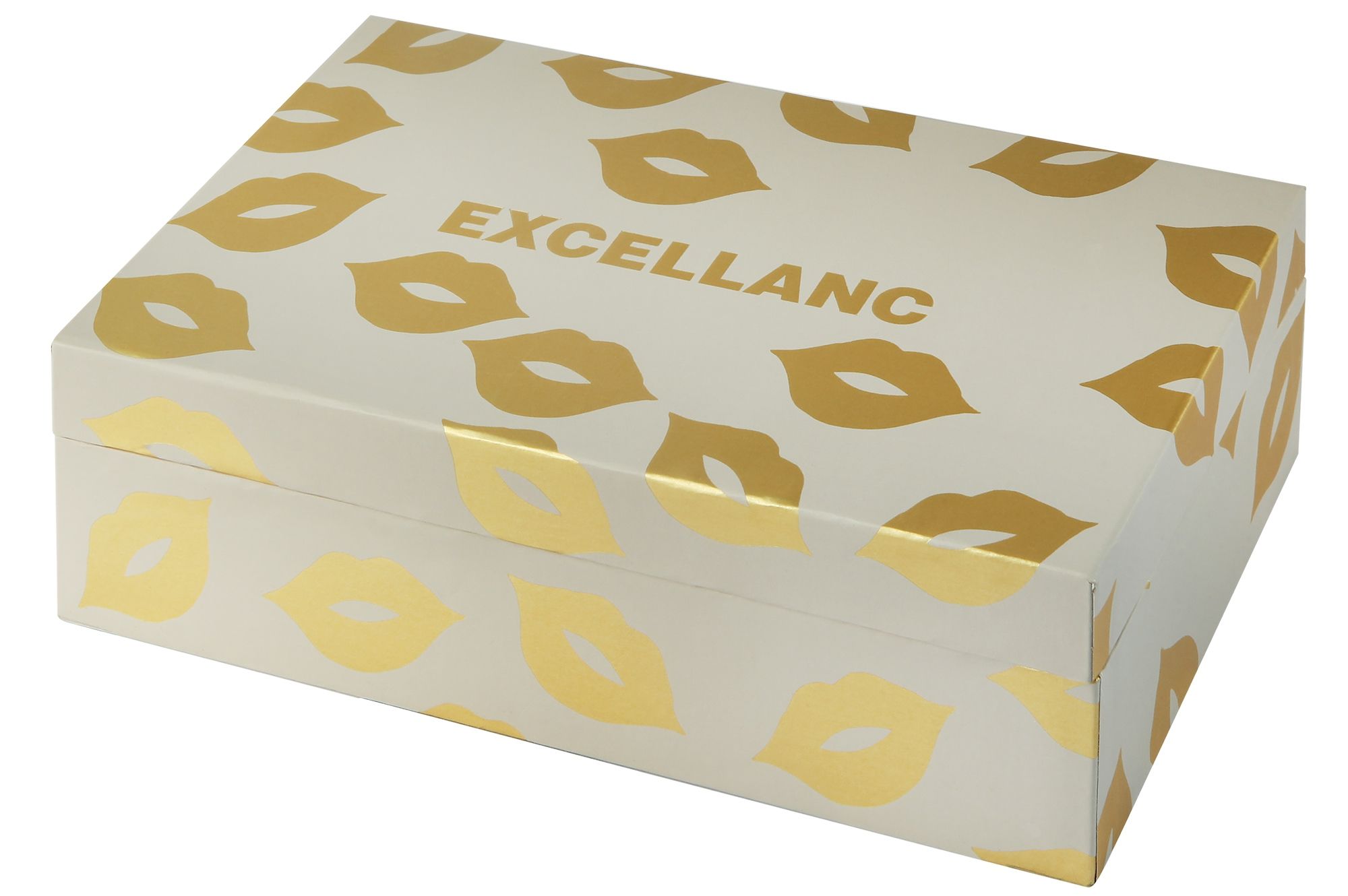Excellanc Geschenkset mit Damenarmbanduhr und drei Ketten, bunter Similibesatz, goldfarben