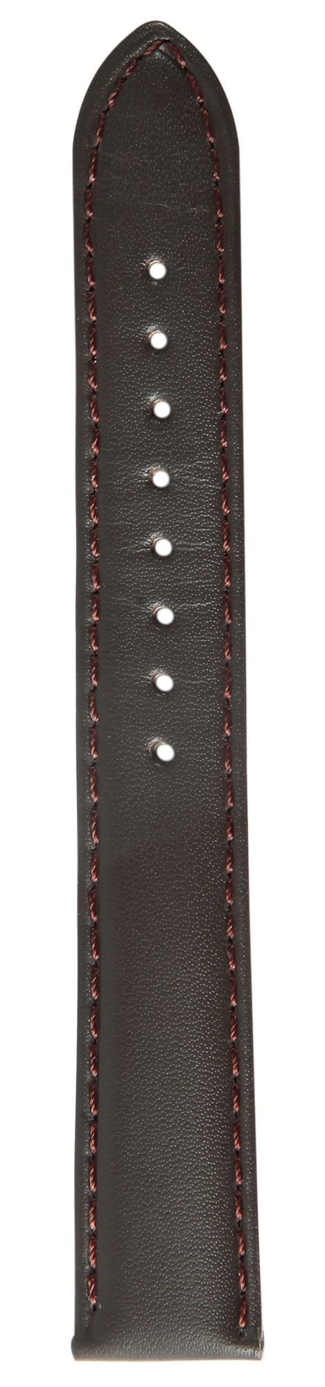 Echtleder-Uhrenarmband, dunkelbraun, gepolstert/ Naht, 18 mm