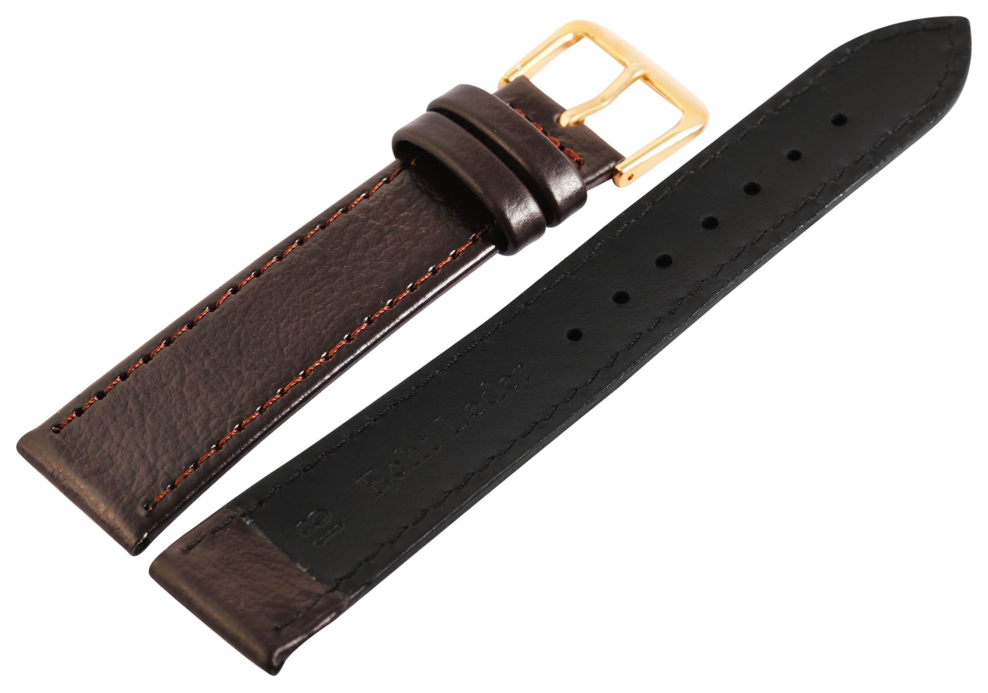 Echtleder-Uhrenarmbänder, dunkelbraun, VE 10, 18 mm
