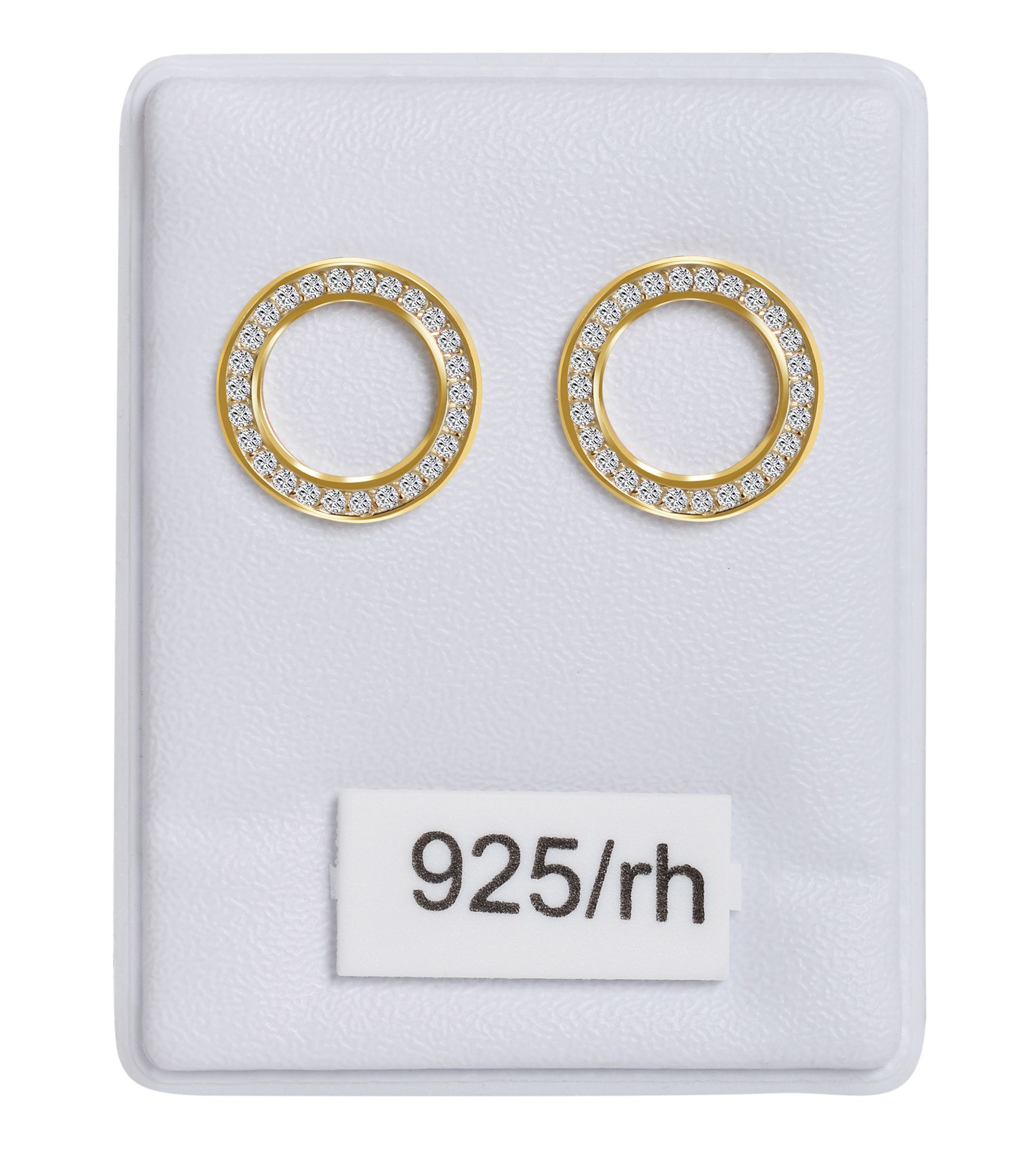 925/- Echt Silber Ohrstecker "Florence", Zirkoniabesatz, rund, vergoldet