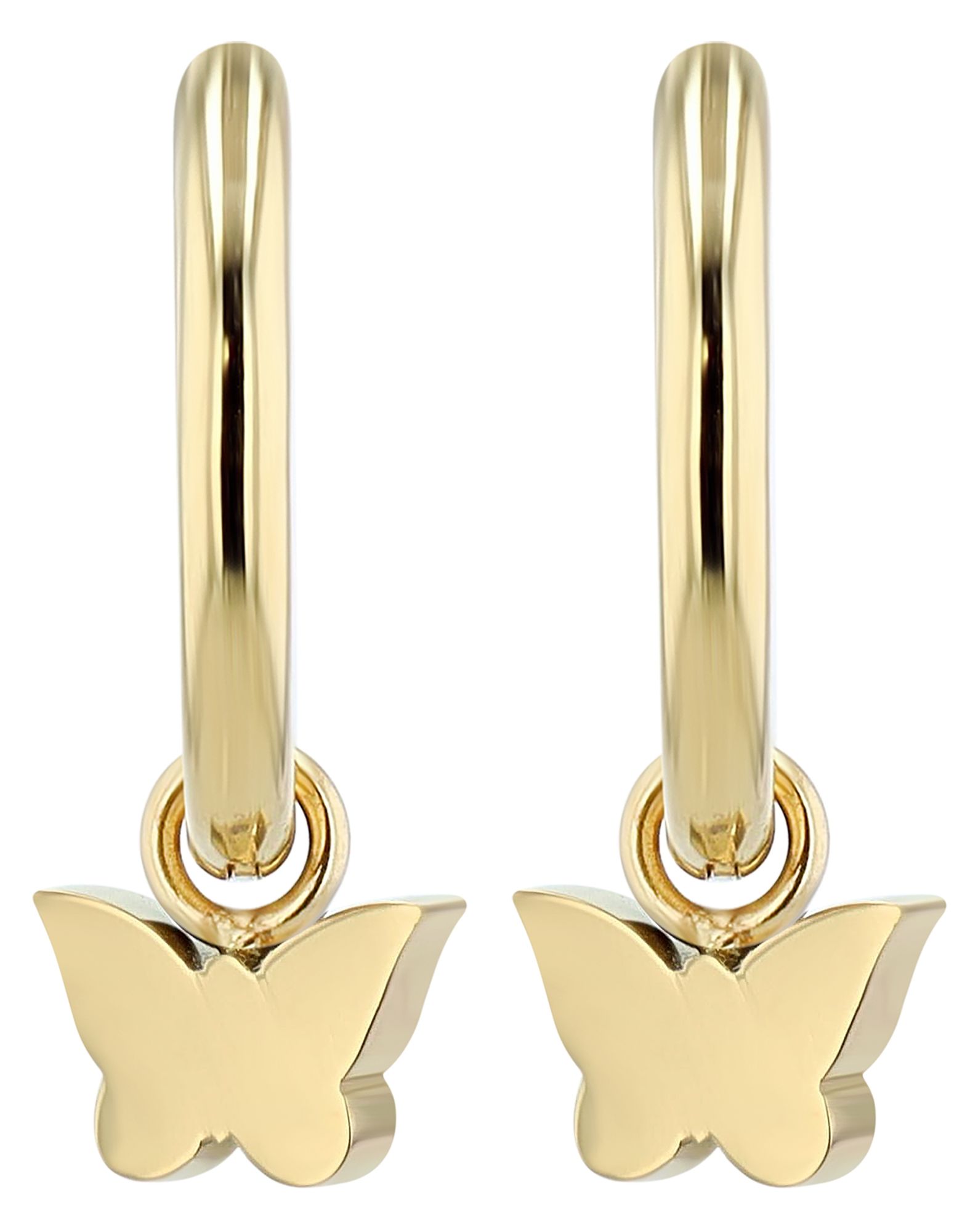 "Sienna" Edelstahl Creole mit Schmetterling Anhänger, goldfarben