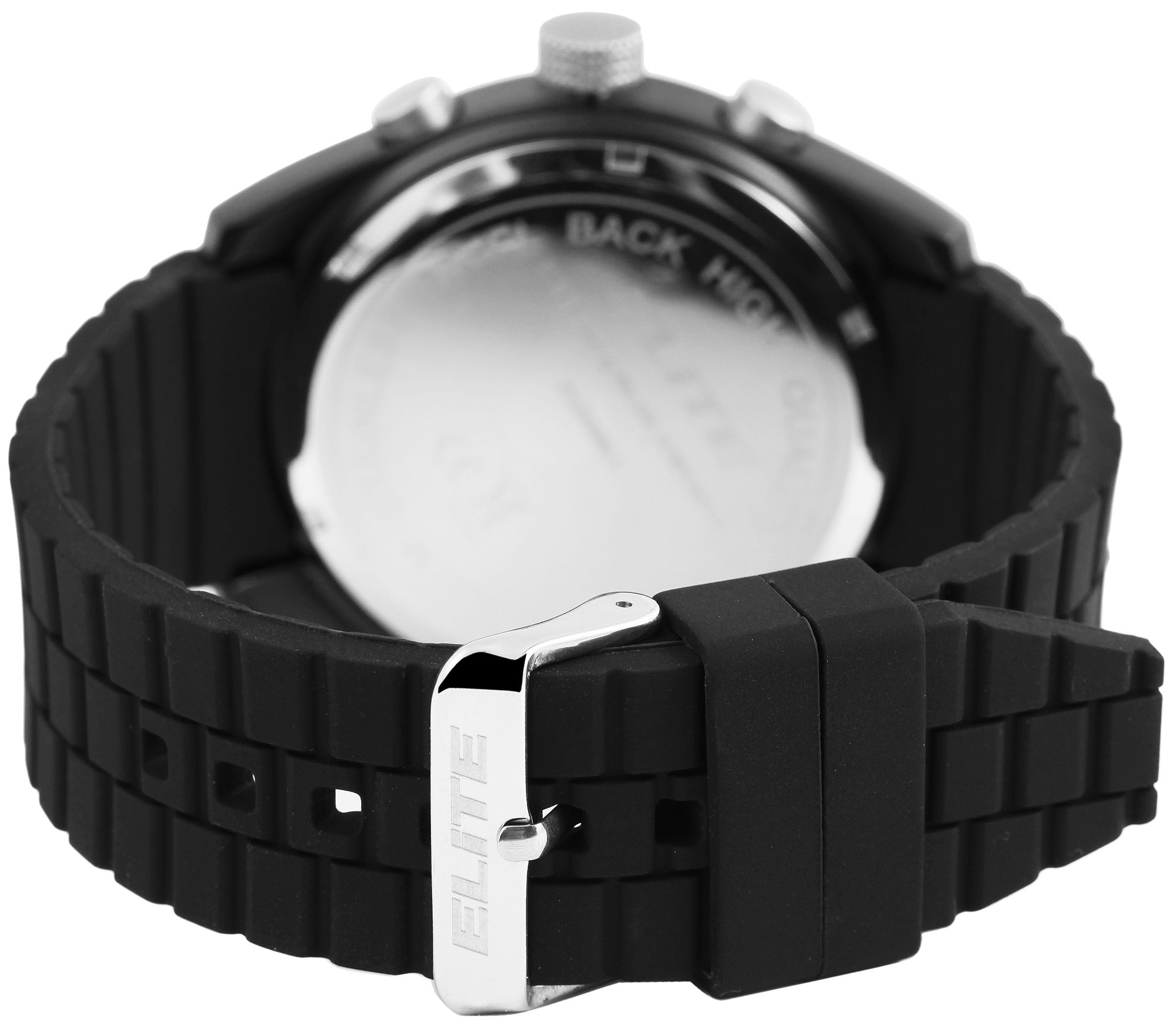 ELITE Herrenchronograph mit Silikonband, schwarz/rot
