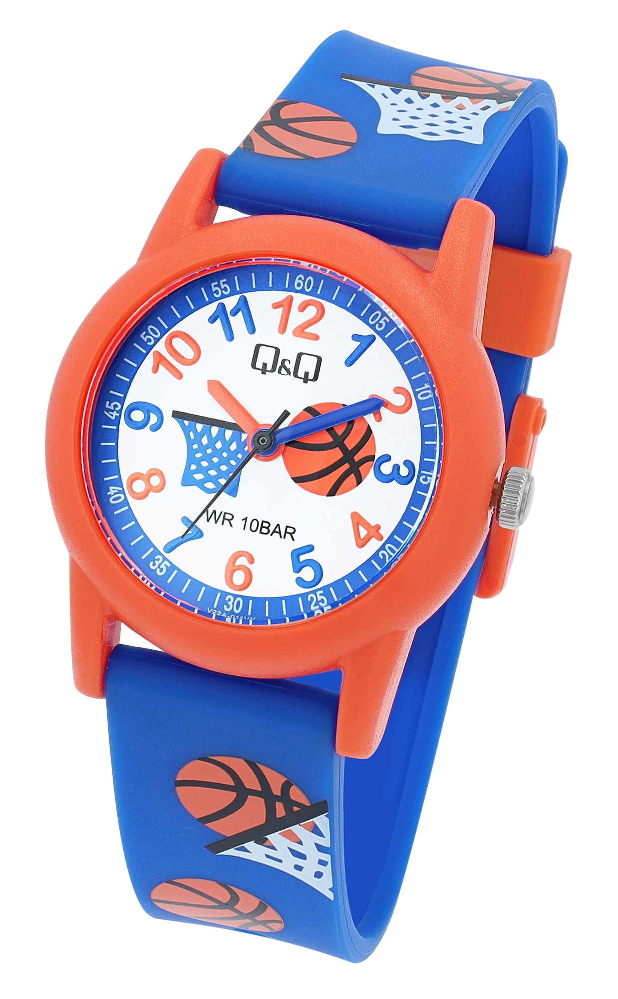 Q&Q Kinderuhr mit Silikonarmband, "Basketball", 10 Bar