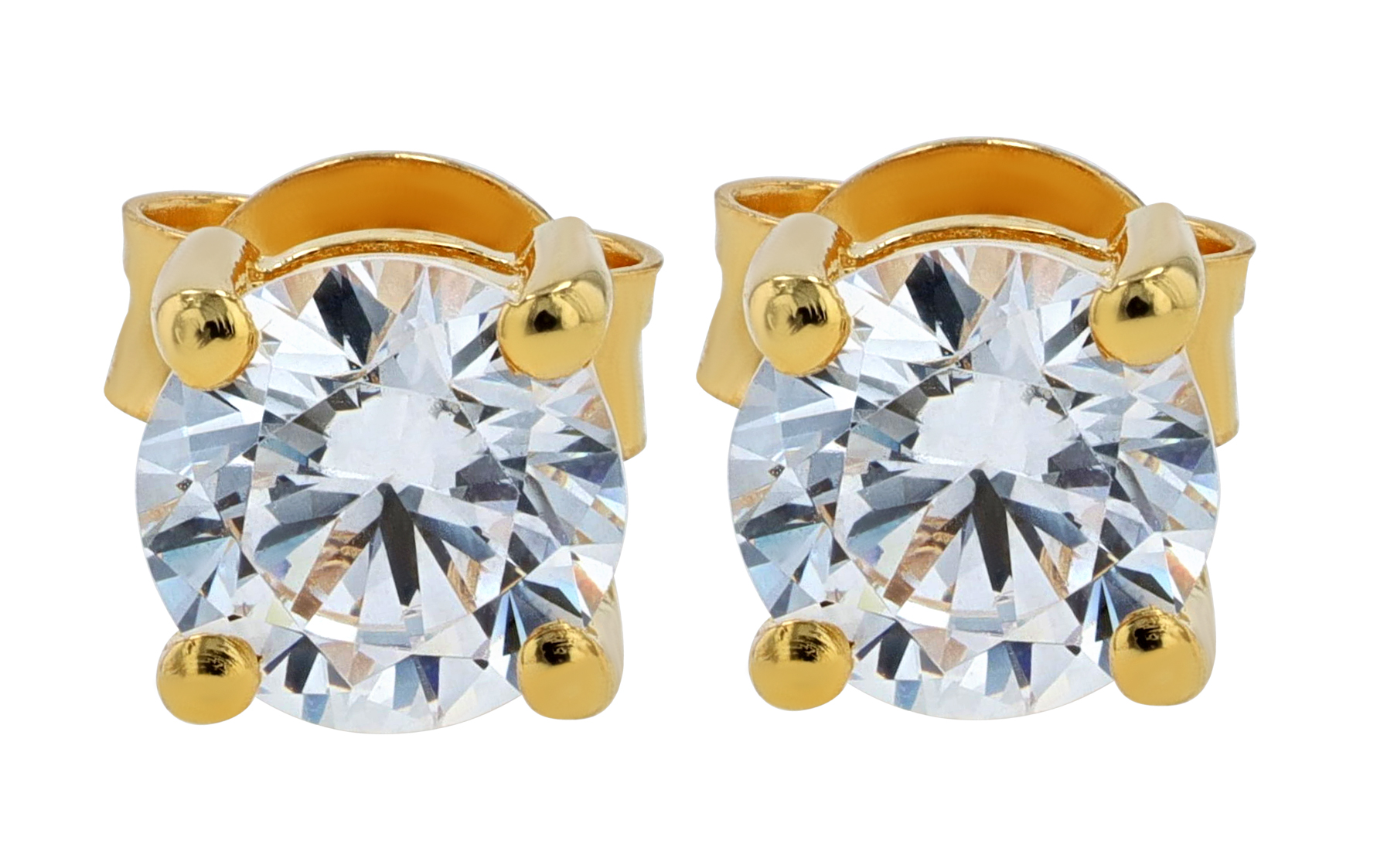 Sif Jakobs Jewellery 925/- Echt Silber Ohrstecker Ø 5 mm "Princess Round", Zirkonia, vgold.