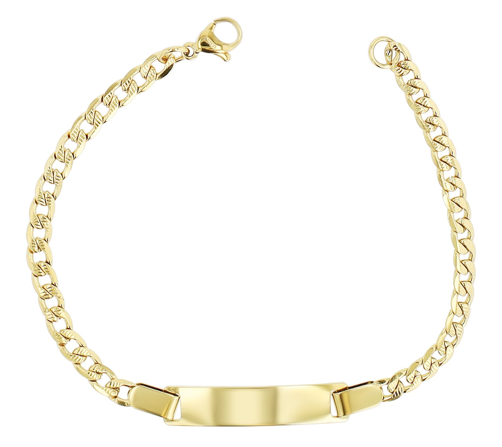 "Casey" Edelstahl Armband/ Panzerarmband 18 cm, Gravurplatte, goldfarben