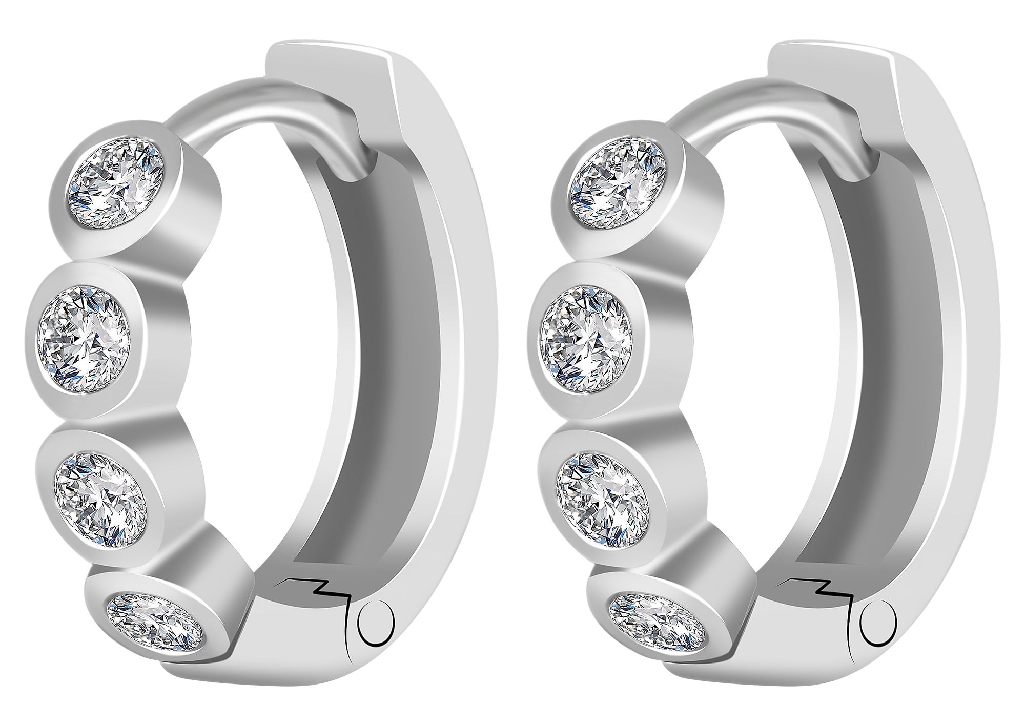 925/- Echt Silber Klapp-Creolen "Avaline" mit Zirkoniabesatz, 925/rhodiniert