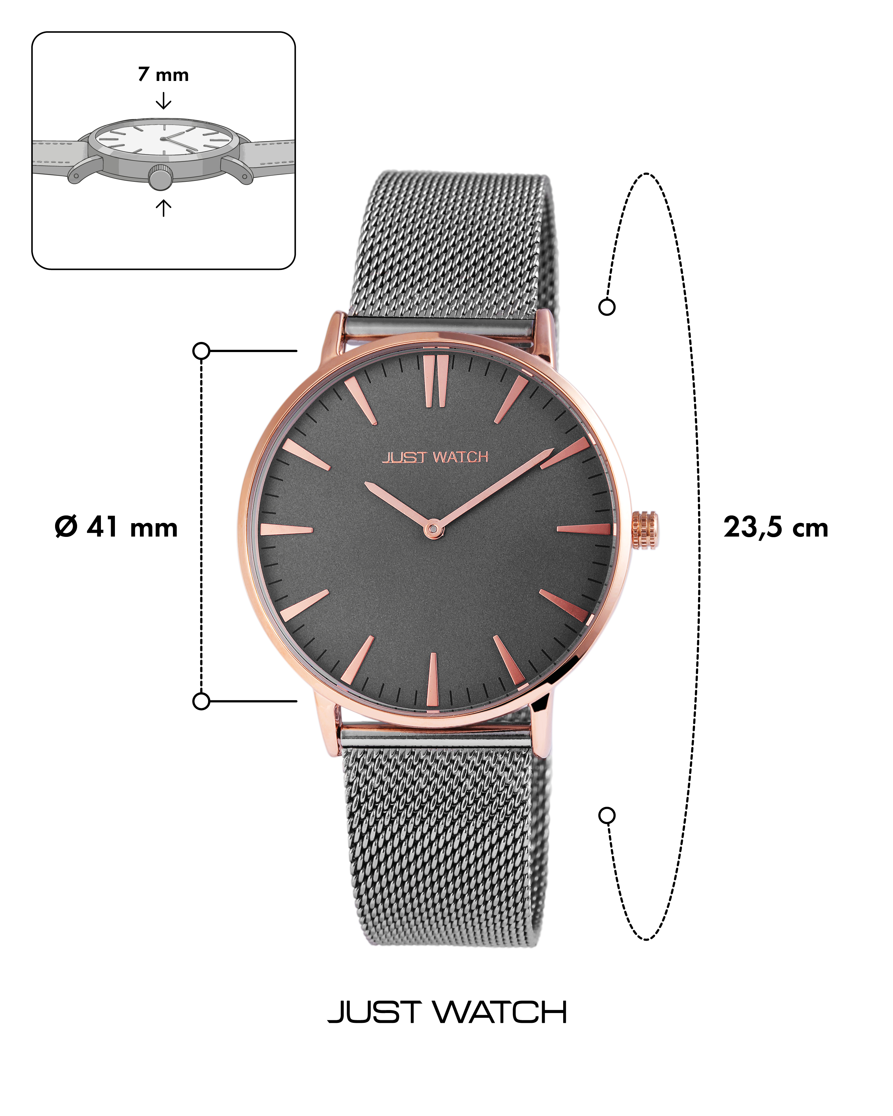 Just Watch analoge 2-Zeiger Unisex-Armbanduhr