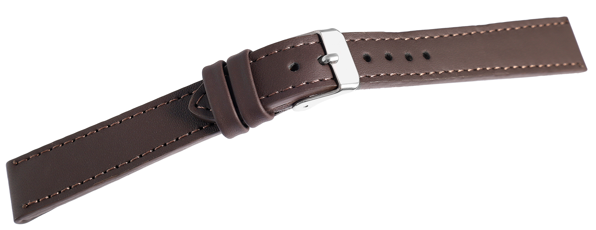 Echtleder Uhrenarmband, dunkelbraun, flach, VE-6, 18 mm