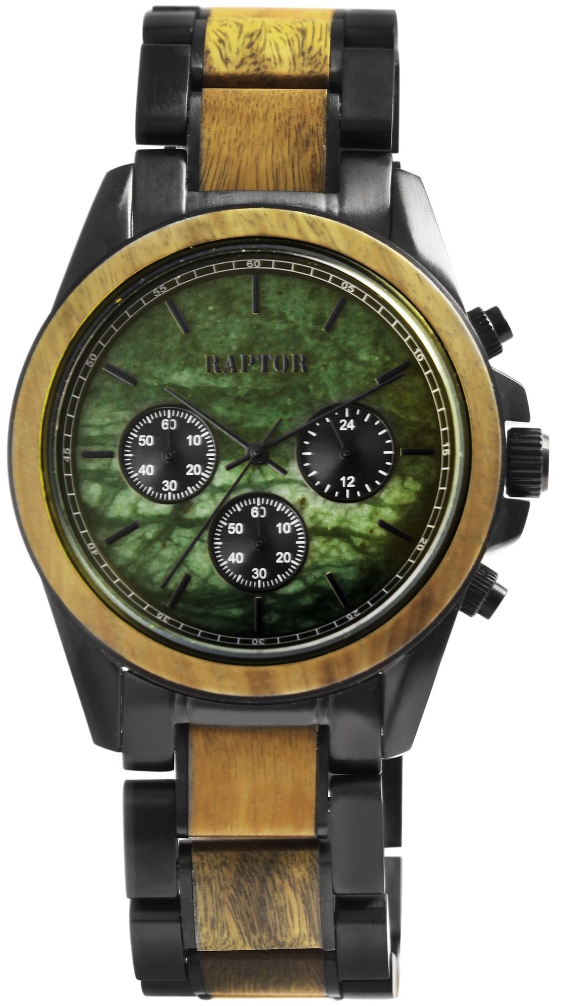 Raptor Herrenchronograph "Chiko" aus Edelstahl und grünem Sandelholz