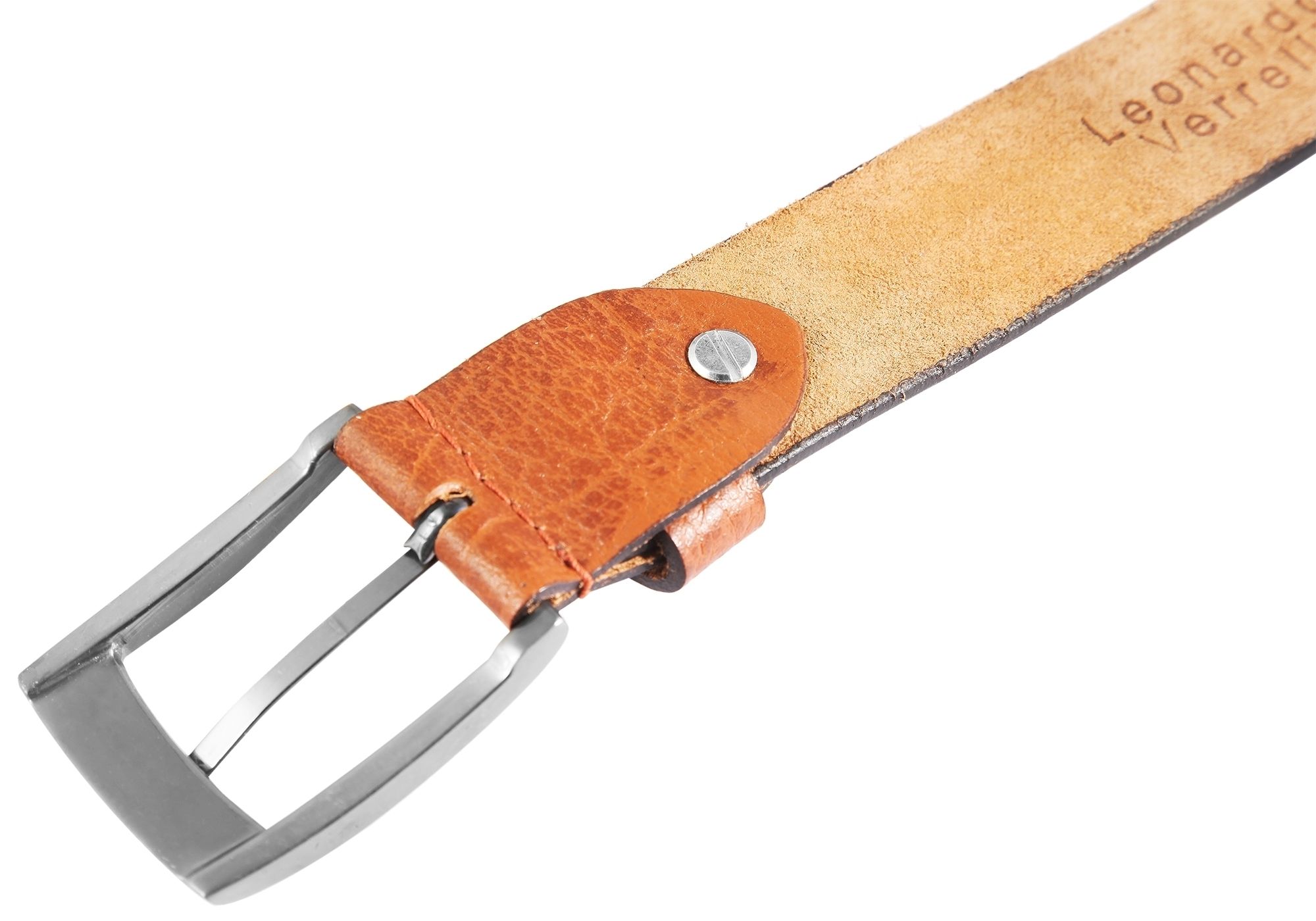 Leonardo Verrelli Echtleder Gürtel, braun, kürzbar, 100 cm