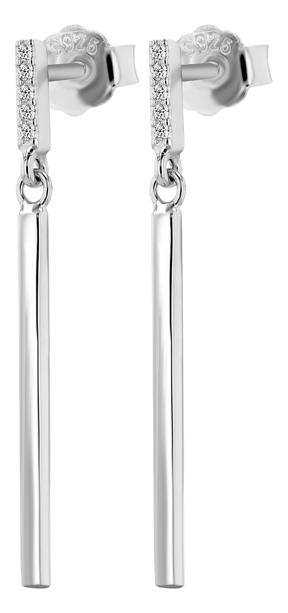 "Marah" - Ohrstecker mit Hänger, 925/- Echt Silber, silberfarben/ rhodiniert