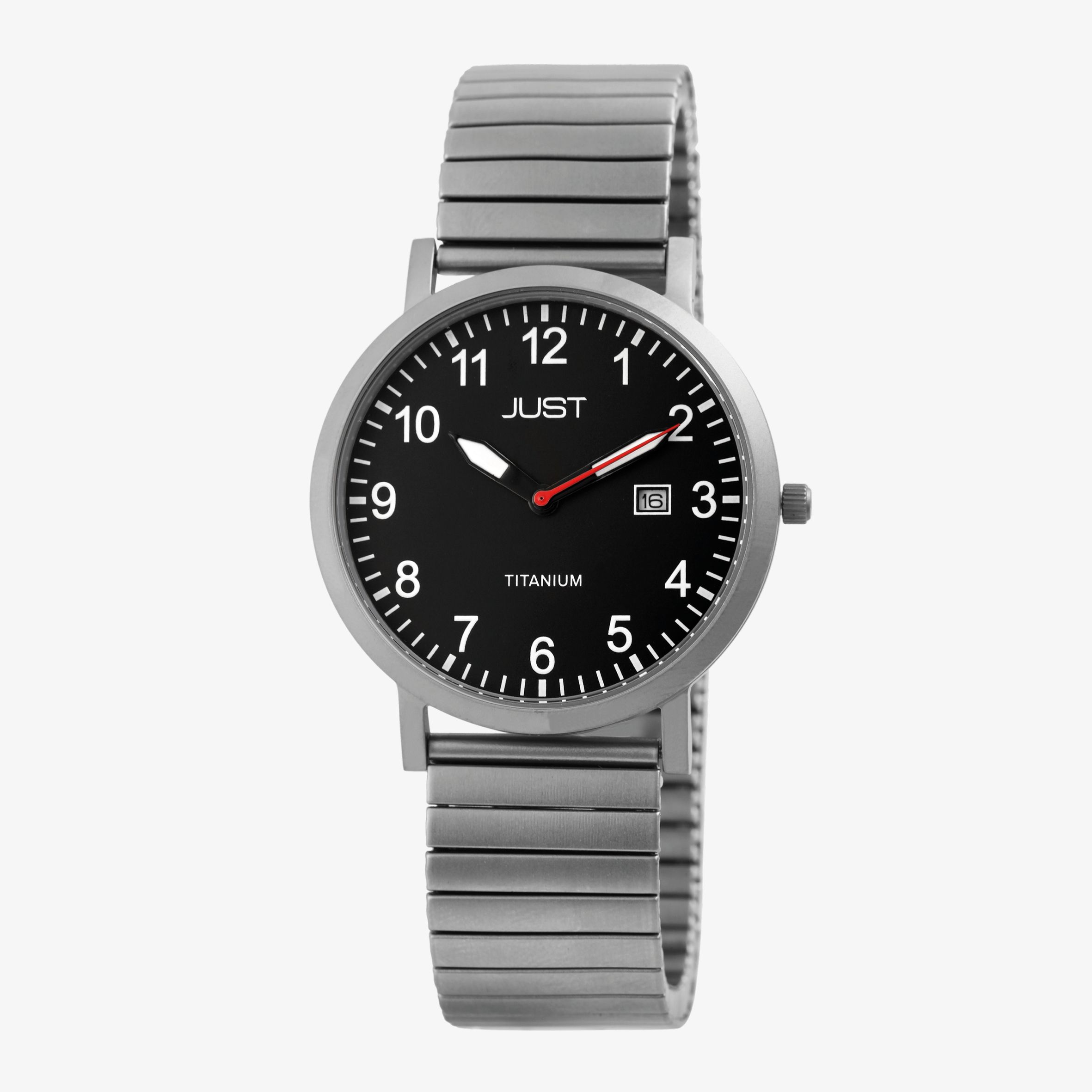 Just Herrenuhr mit Zugarmband, Titan, 5 ATM, schwarzes ZB