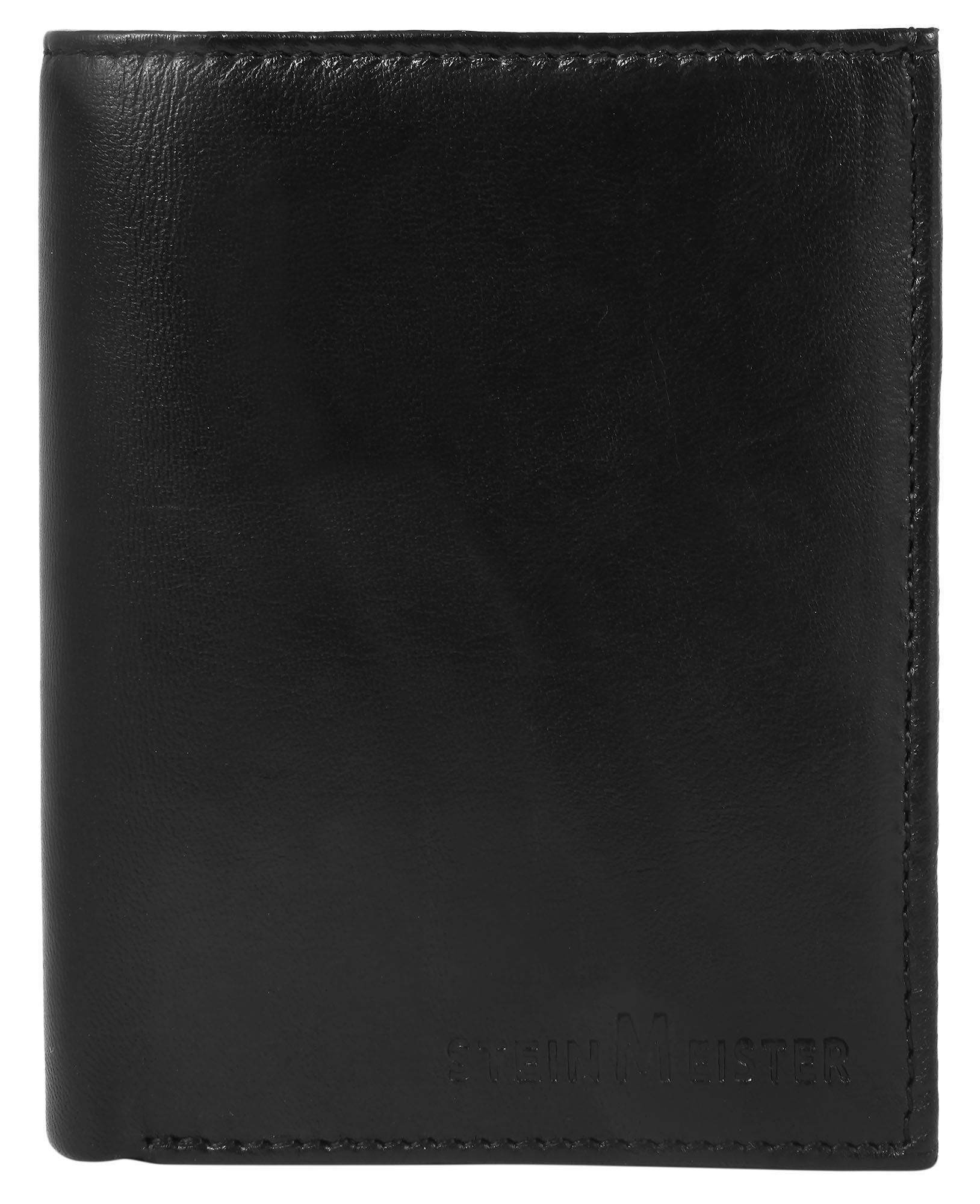 Steinmeister Geldbörse aus Echtleder, Hochformat, schwarz