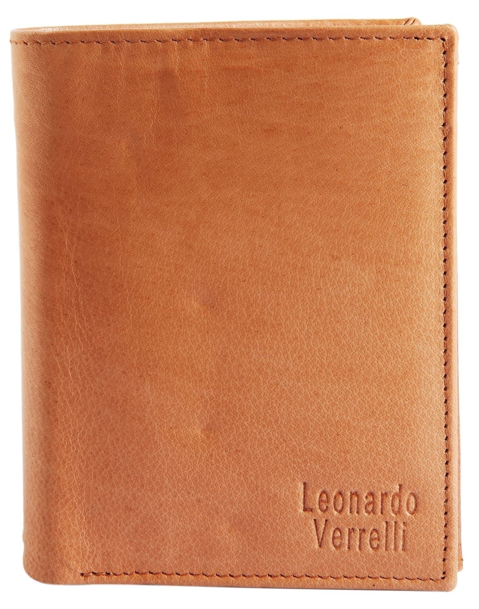 Leonardo Verrelli Herren Geldbörse aus Echtleder in hellbraun. Format 10 x 12 cm.